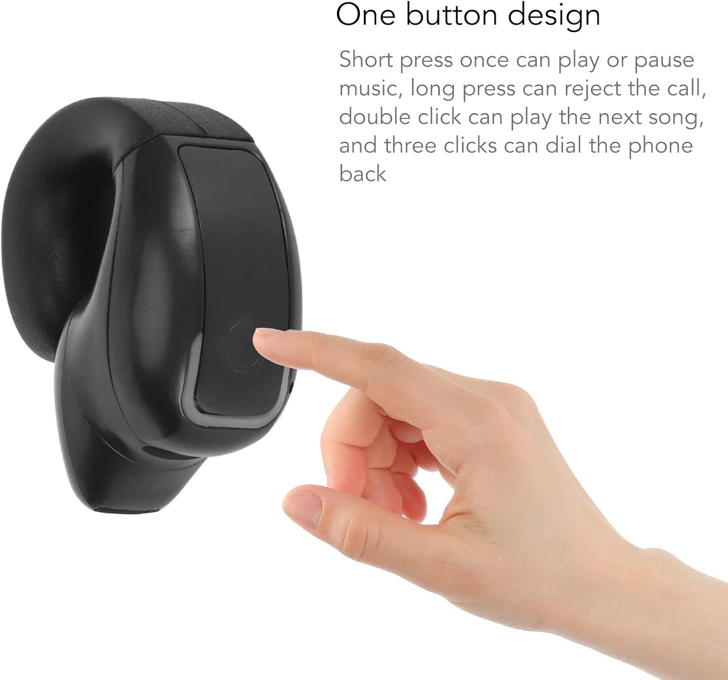 Eosnow Leakproof Wireless Earbud, Ergonomical Design, IPX4 5.3 Single Earpiece with Hifi Stereo Surround Sound, One Control, 13MM Film Loudspeaker (Black) - White image number 5