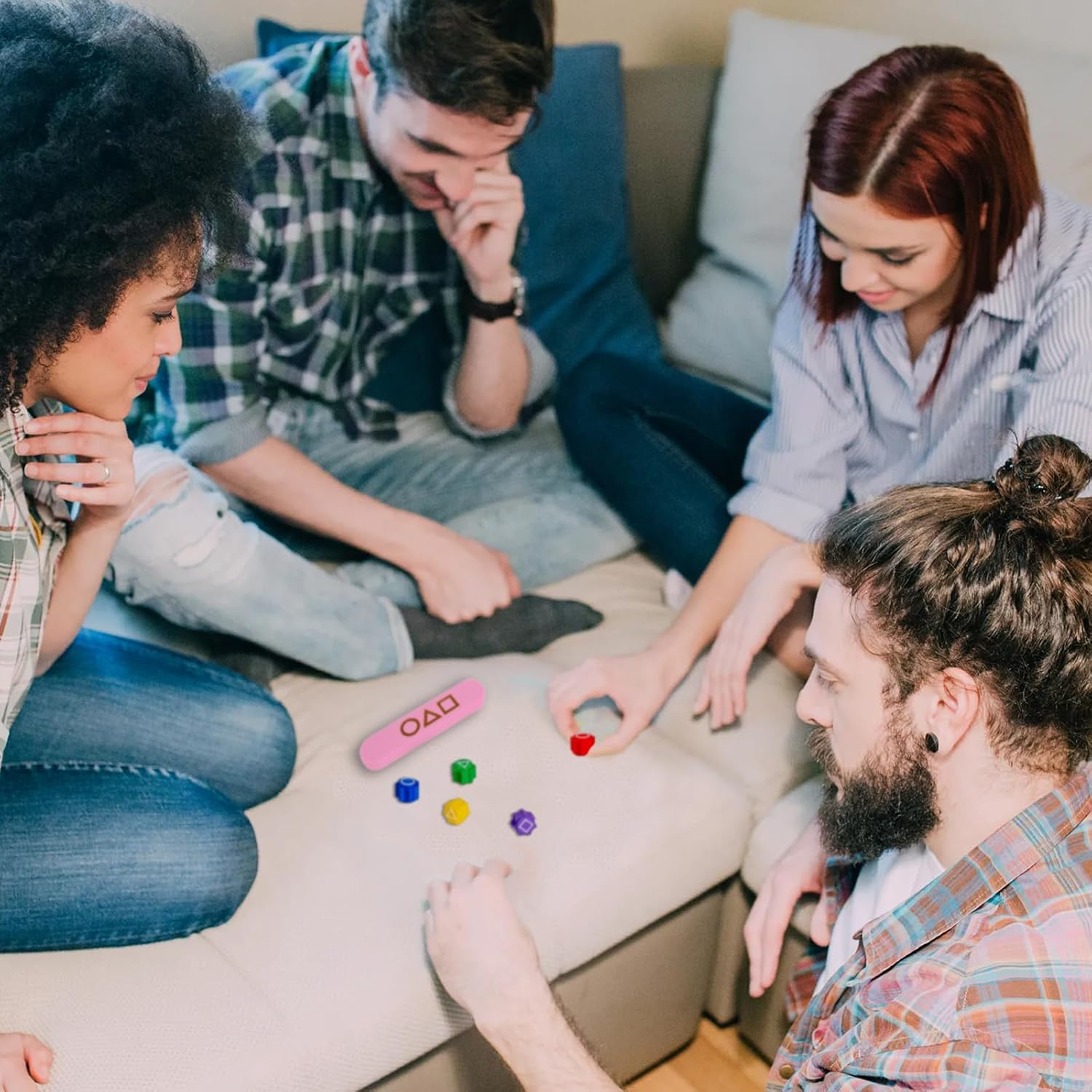Frolusian Gonggi Game,Gonggi Weighted Korean Game,5 Premium Marbles + Box, Traditional Toss & Catch Dexterity Training, Suitable for Family Gatherings and Social Use(Pink) image number 6