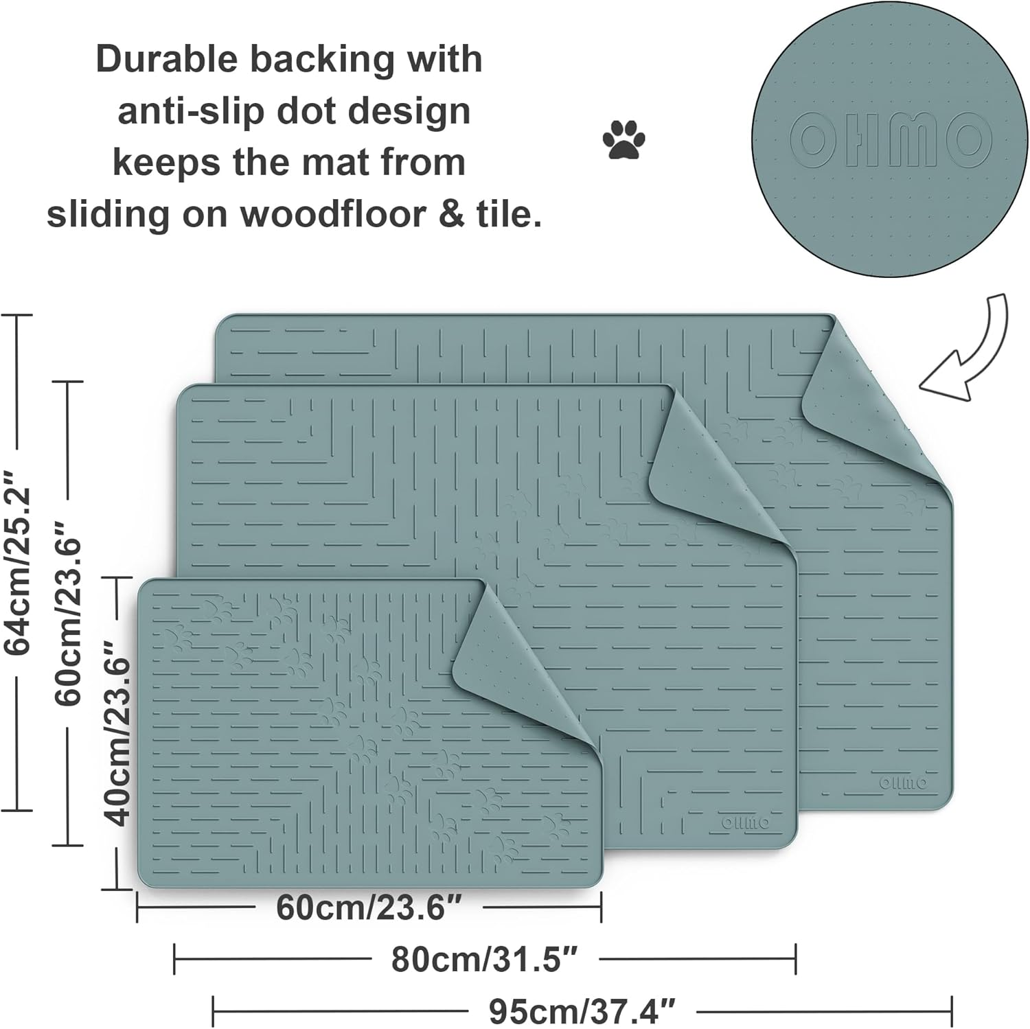 OHMO Premium Silicone Cat Litter Tray Mat, 60 X 40 Cm, Waterproof and Bpa-Free, Cat Litter Tray Mat, Easy to Clean and Keeps Your Home Clean (Light Blue) - Lightblue image number 4