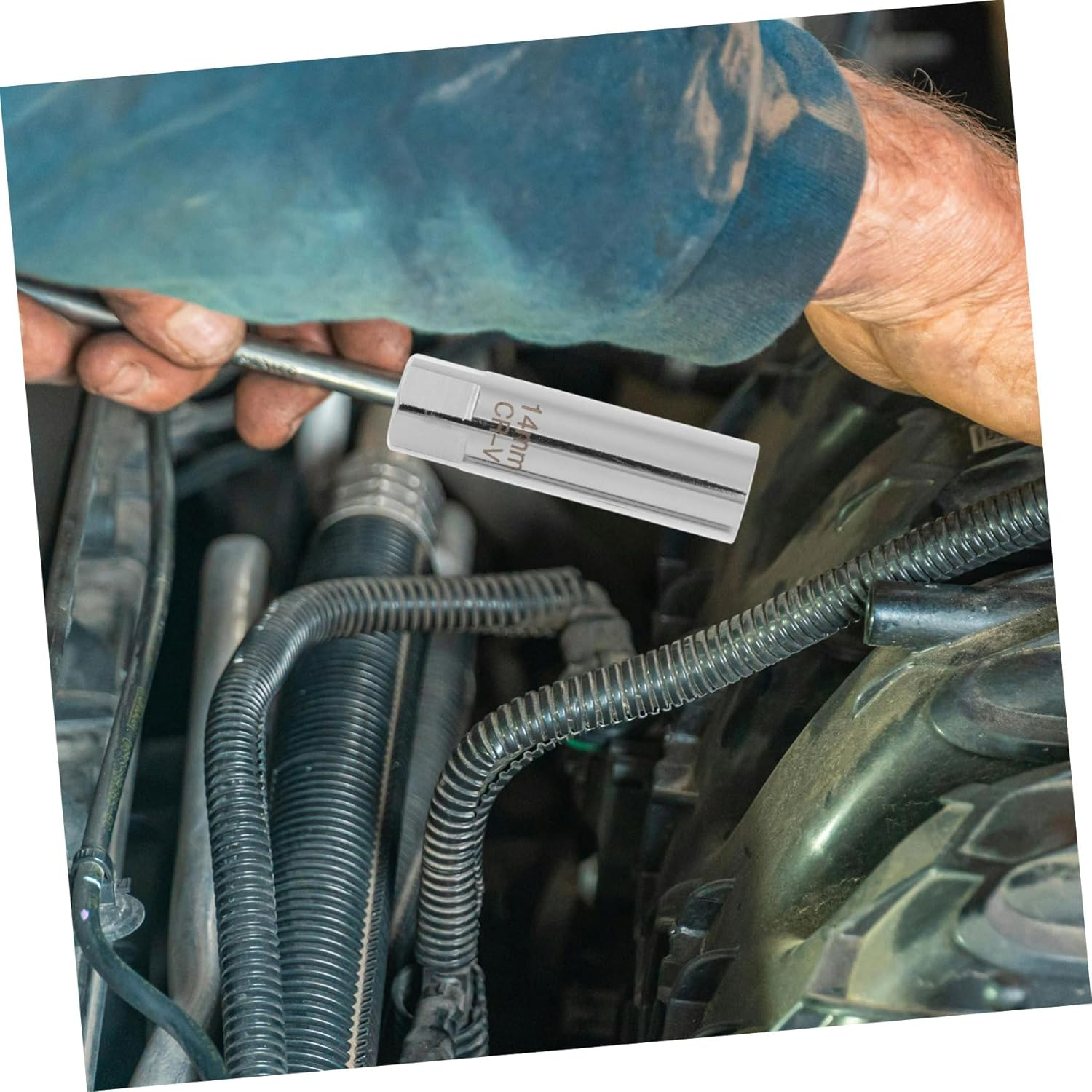 PLAFOPE Spark Plug Removal Kit 3/8 Inch Socket Wrench Set with 14Mm 16Mm Magnetic Sockets Universal Automotive Repair Tool for Car Engine Maintenance image number 4