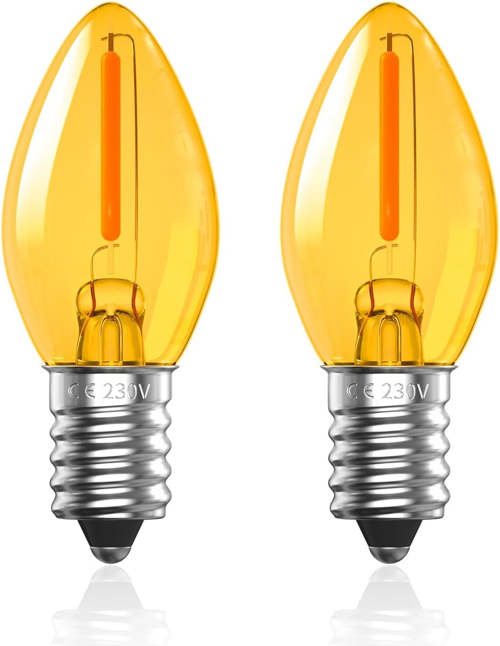 Brightark 0.5W E14 LED Vintage Light Bulb Warm White,C7 Salt Lamp Bulb Candle Small Edison Screw SES Low Watt Light Bulb,2000K Orange Amber Glass Night Light Bulb, Non-Dimmable, 2-Pack