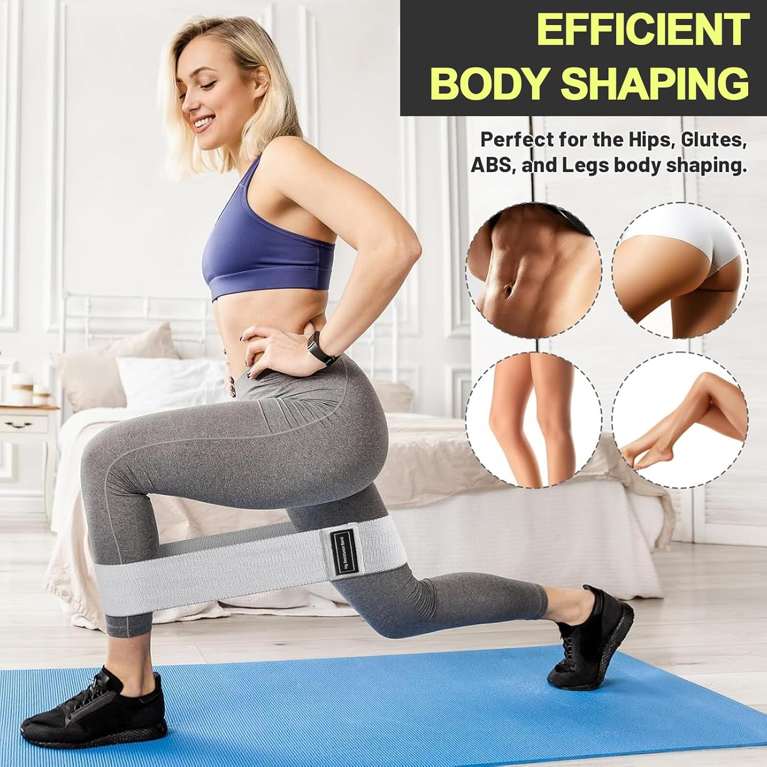 Resistance Bands, Resistance Bands Set with Non-Slip Design for HIPS & Glutes Booty Bands for Women and Men, Workout Bands for Home Fitness, Yoga, Pilates image number 2