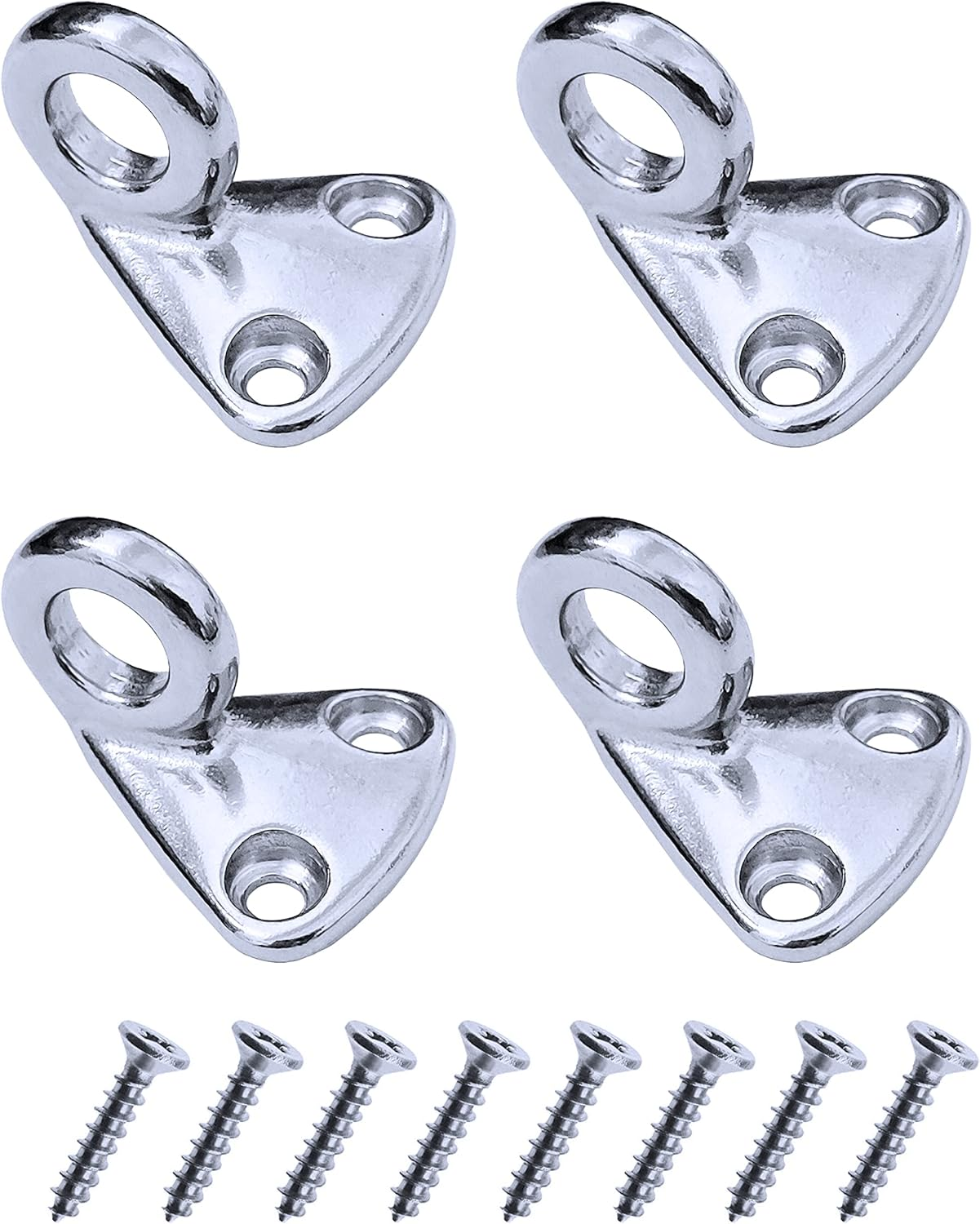 Auto-Plaza 4Pcs 0.4 Inch Fending Pad Eye Fender Hook 316 Stainless Steel W/Screws Boat Ship Deck Hardware Marine Grade image number 3