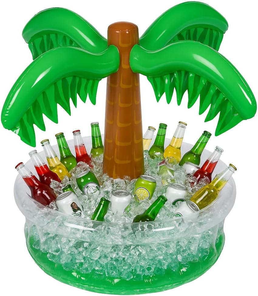 Playbees Inflatable Palm Tree Cooler 28" - Blow up Palm Tree Party Cooler, Luau Hawaiian Tropical Beach Theme, Summer Swimming Pool Party Decorations - Outdoor Party Supplies - Kids Adults Birthday image number 4