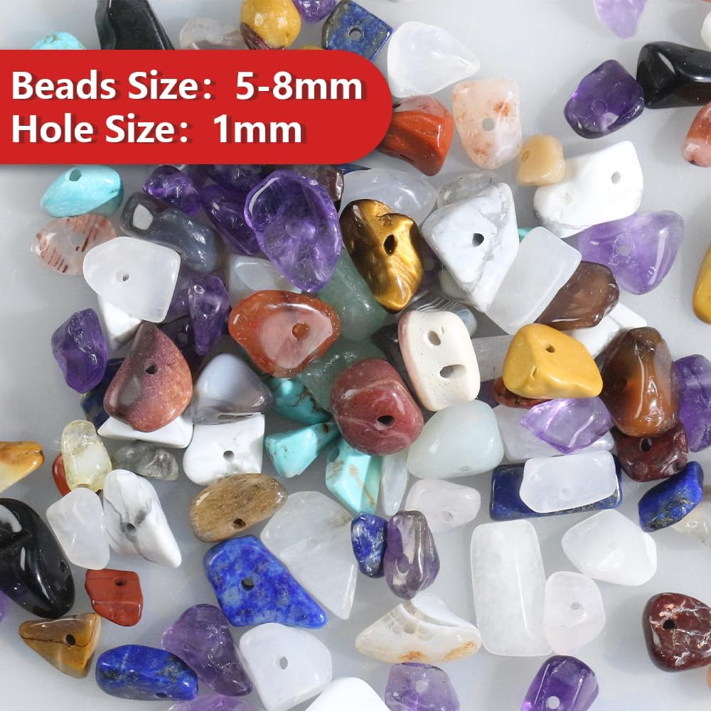 260Pcs Natural Clear Crystal Beads Chips 5Mm to 8Mm Irregular Gemstone Beads with Holes DIY for Bracelet Necklace Earrings Jewellery Making Craft 32 Inch image number 4