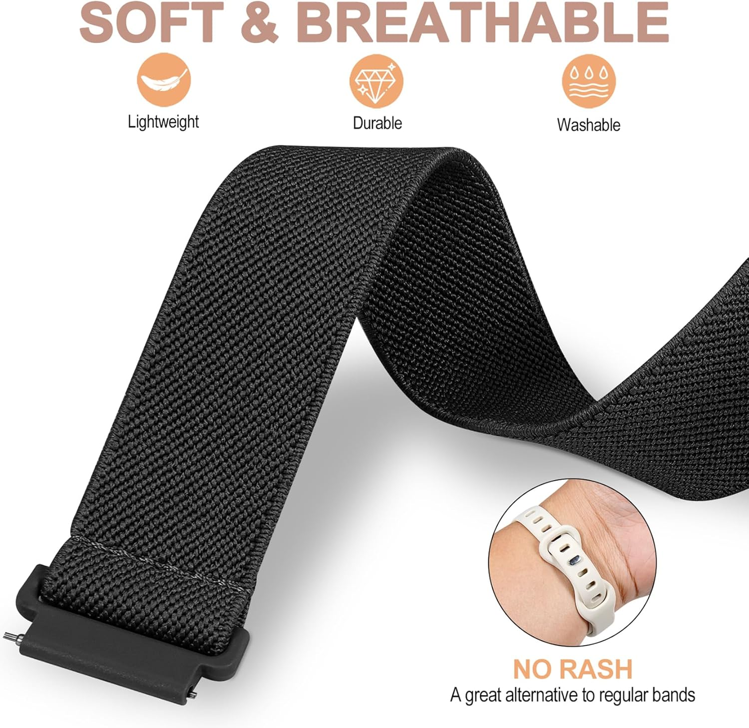 Everact 22Mm Nylon Magnetic Watch Band Compatible with Garmin Venu 3 45Mm/Venu 2/Vivoactive 4/Forerunner 265/255/255 Music,Loop Magnetic Easy Buckle Adjustable Elastic Strap Replacement for Women Men image number 1