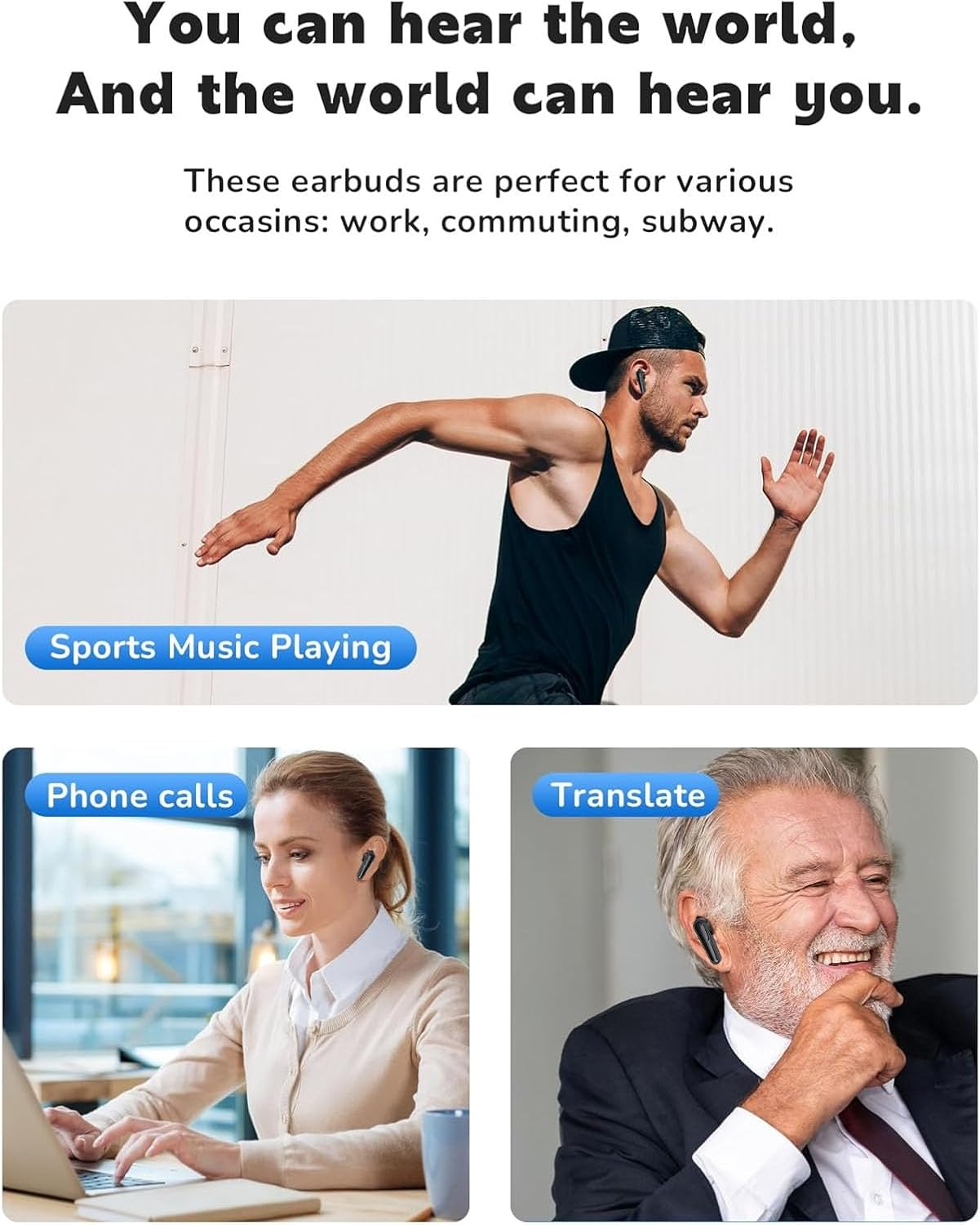 Oreilet AI Translation Earbuds Real Time with Video Calls, 164 Languages BT 5.4 Translator Earbuds with 7 Translation Modes & APP, Headphones Translating Device for Travel image number 3