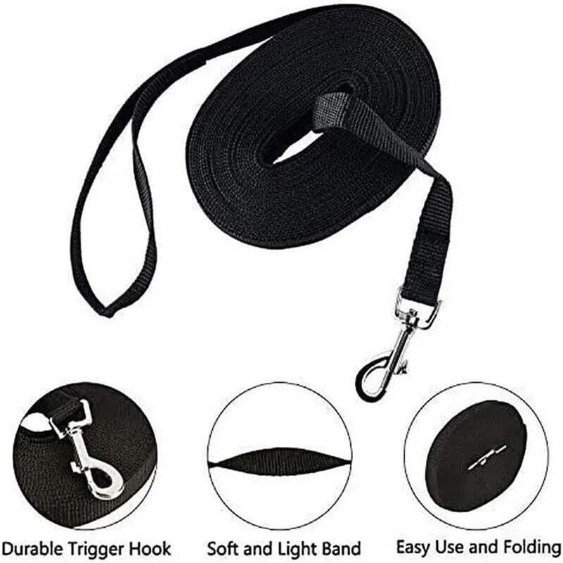 50Ft/15M Long Dog Lead Long Line Dog Leash Pet Puppy Leash Great for Dog/Puppy Training,Play,Camping,Extra Long Dog Leash- Durable with Stainless Steel Hook - Black image number 3