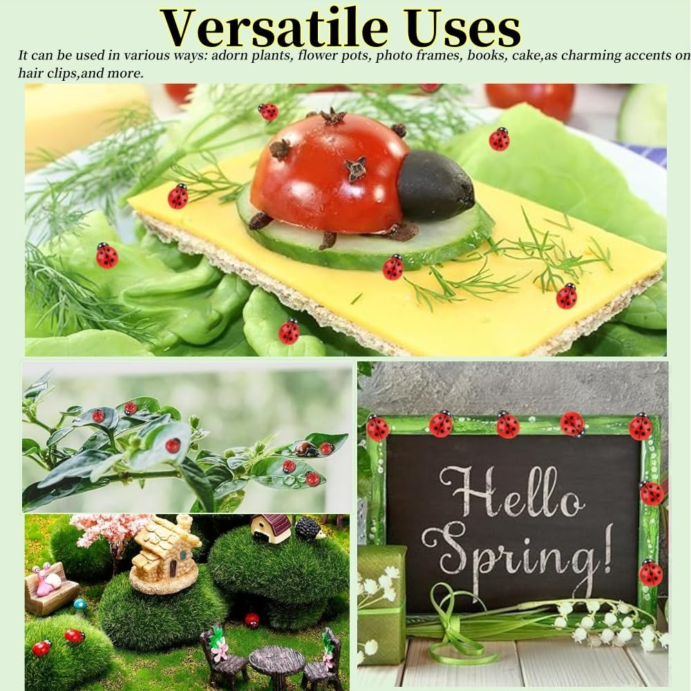 100 Pcs Mini Resin Animals,Tiny Resin Figures Glow Ladybugs,Noctilucent Miniature Animals Accessories,Cute Toys Ornaments,Mini Statue Stuff for Home Garden Party Decorations Cupcake Toppers DIY Crafts