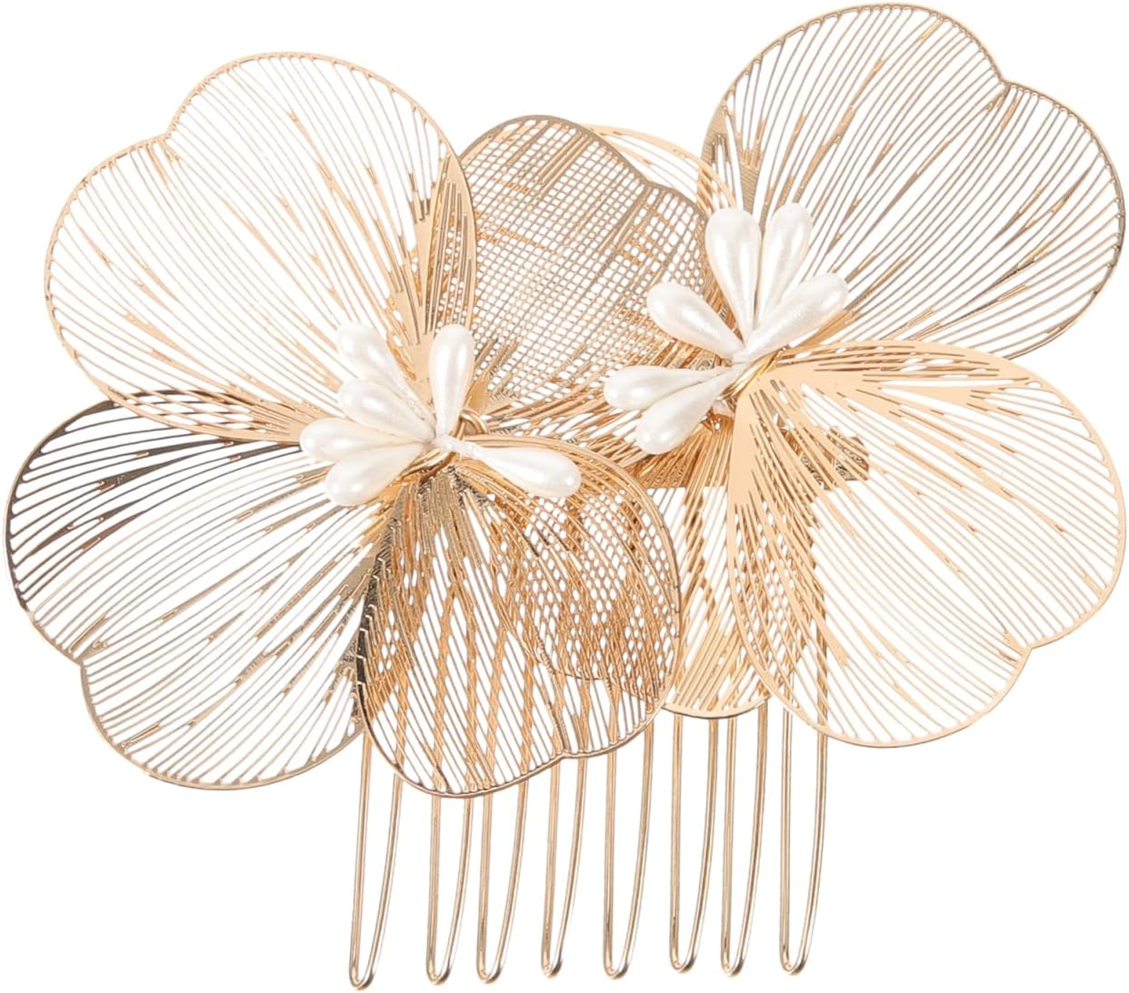 FOMIYES Bridal Hair Comb Flower Gold Tone Elegant Hair Accessory image number 5