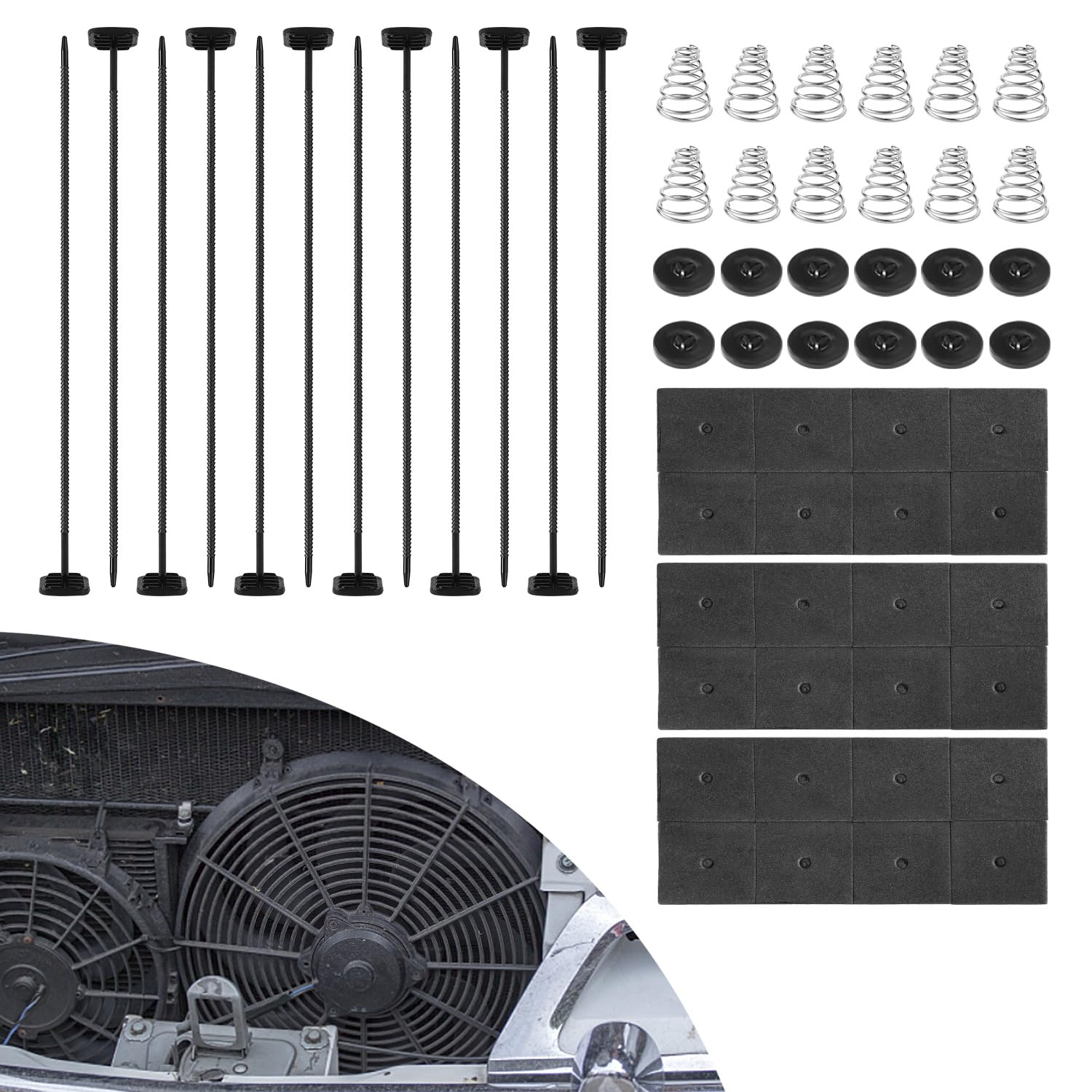 3 Sets/60Pcs Car Fan Mounting Kit, Radiator Cooling Fan Mounting Kit Electric Cooling Fan Mounting Kit Universal Transmission Cooler Installation Kit for Car Vehicle
