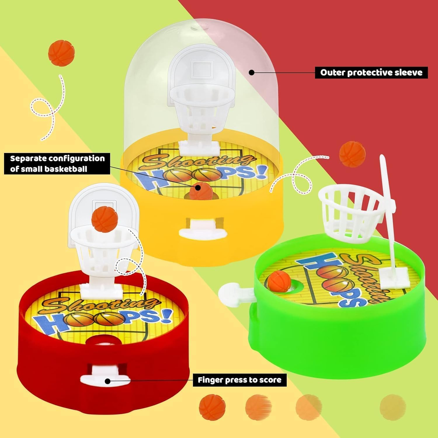 Basketball Mini, 20 Pieces Mini Flipper Desktop Basketball Game Finger Basketball, Mini Basketball Finger Shooting Toy for Children and Adults, Birthday Party Bag (Random Colour) image number 3