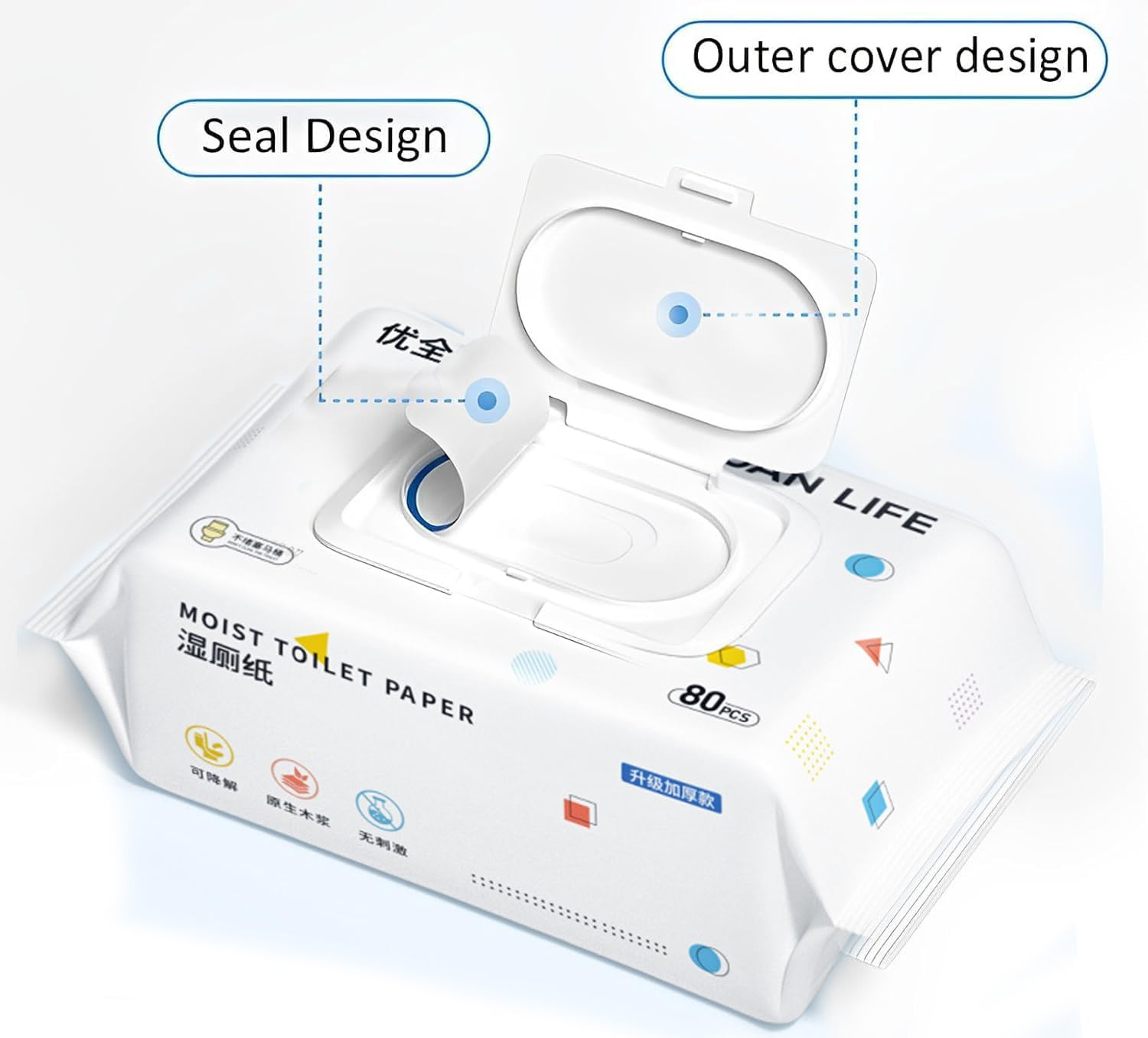 Mumoo Bear Wet Toilet Paper, Adult Flushable Wipes - 1 Pack/80 Wipes in Total (1 Packs of 80 Each) | Plant-Based Fibers for Direct Skin Contact and Toilet-Friendly Use in Personal Cleansing Routine image number 3