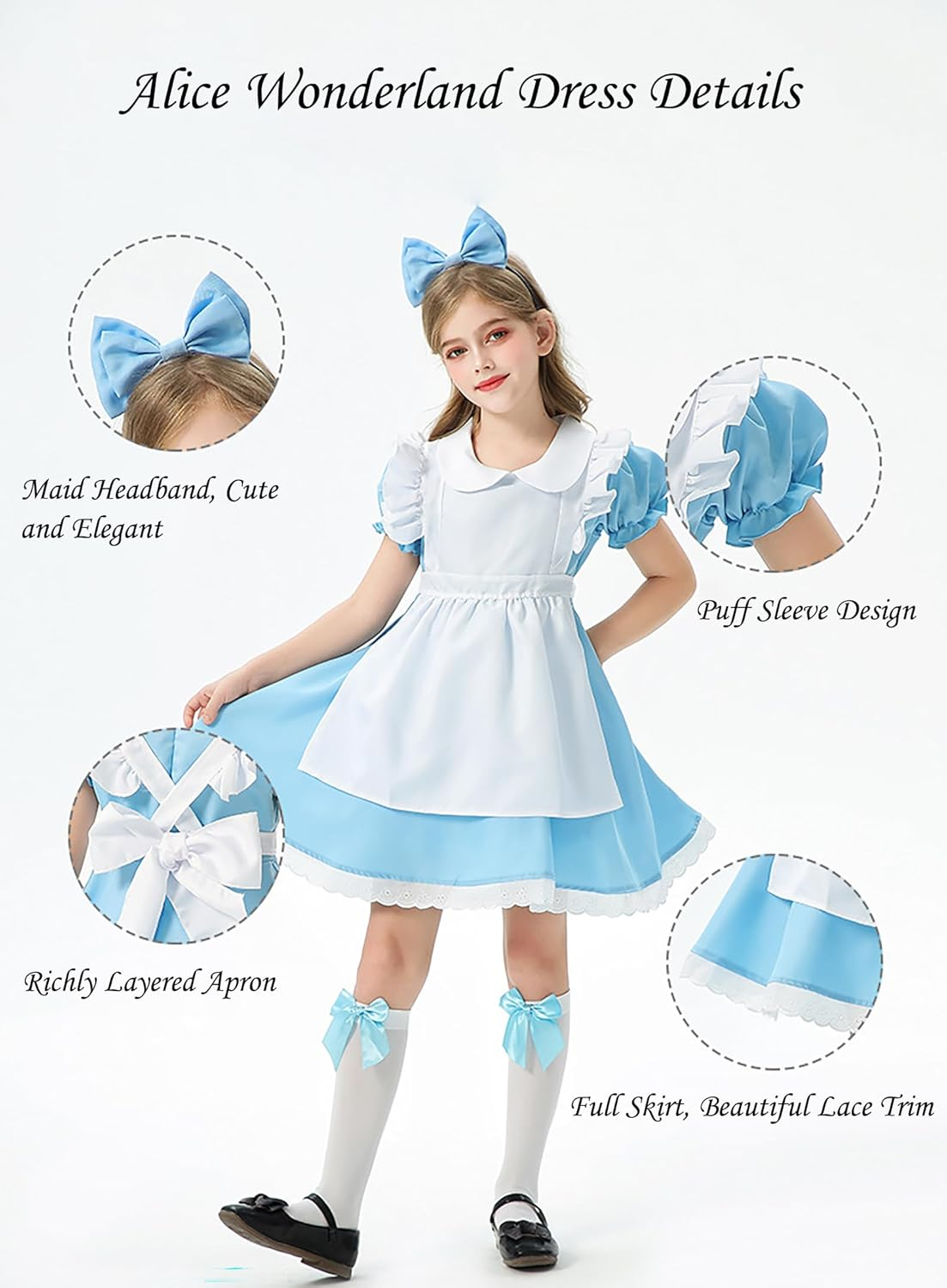 Princess Costume Dress Kids Halloween Costumes with Accessories Princess Cosplay Dress up Christmas Birthday Gifts for Girls image number 2