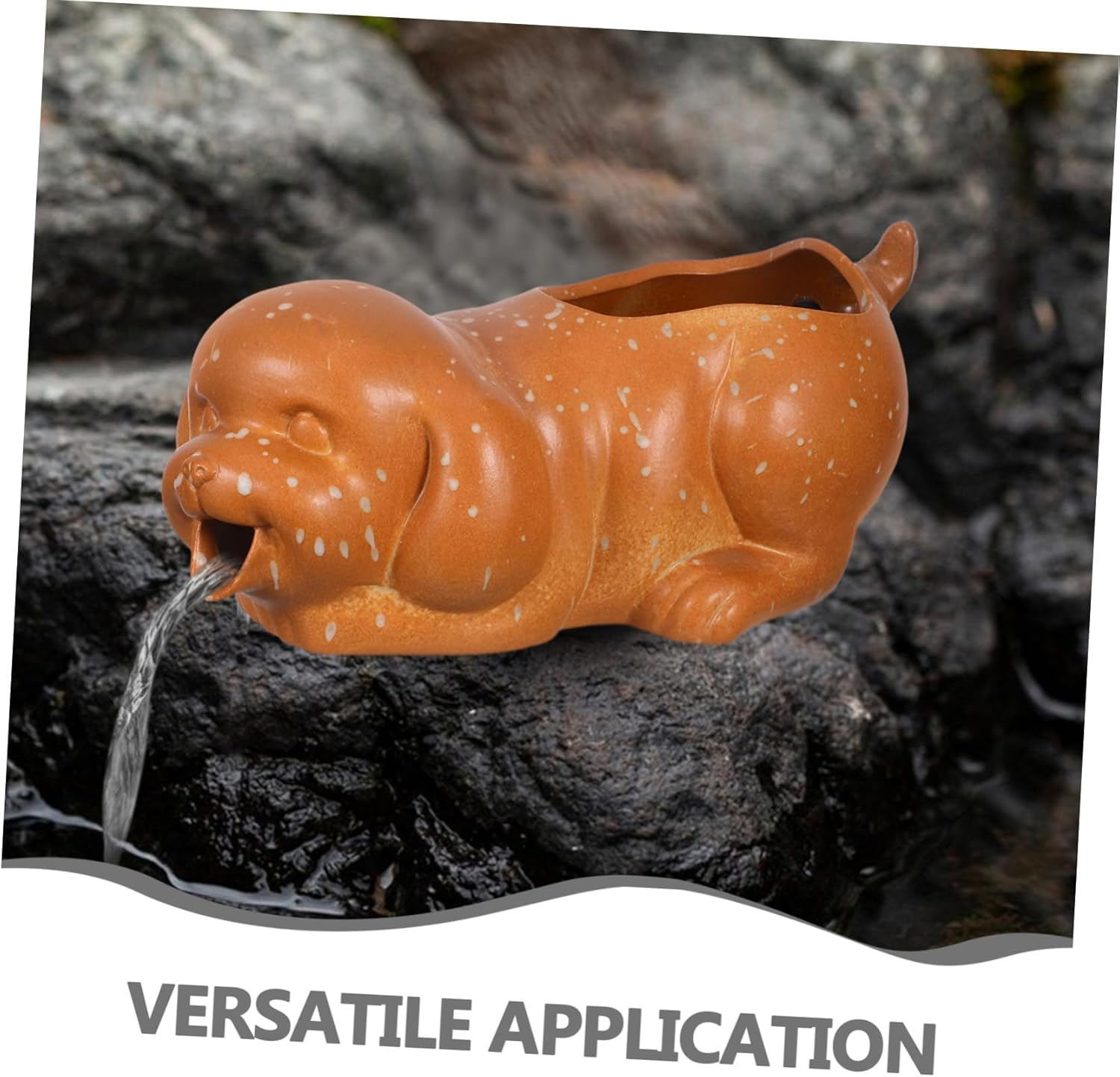 Ceramic Dog Fountain Spitter for Garden Outdoor Jar Circulating Waterfall Jar with Efficient Filtration Ceramic Material Playful Aquarium Decoration image number 5