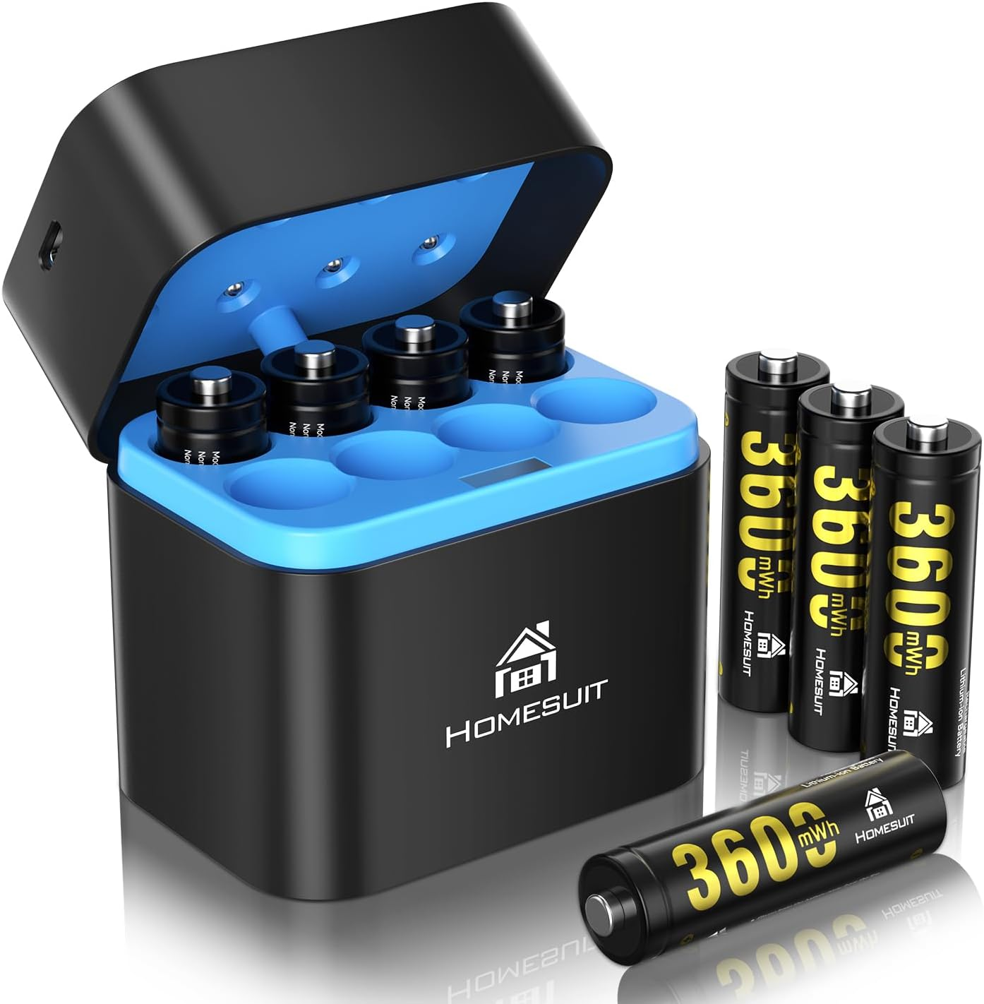 Homesuit AA Batteries Rechargeable with Charger, 1.5V Rechargeable Batteries AA 3600Mwh, 2000+ Cycles Long Lasting Double a Lithium-Ion Battery 8 Pack image number 6