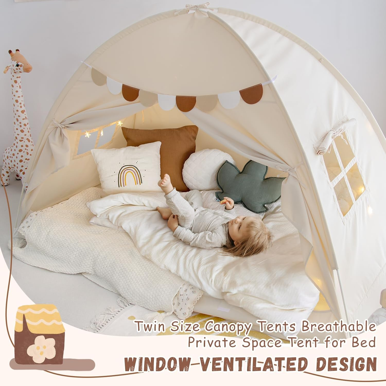 Bed Tent Floor Indoor Privacy Kids Tent on Bed Sleep inside Drafty Room, Twin Bed Tents Blackout Space Tents Indoor Canopy Tents image number 5