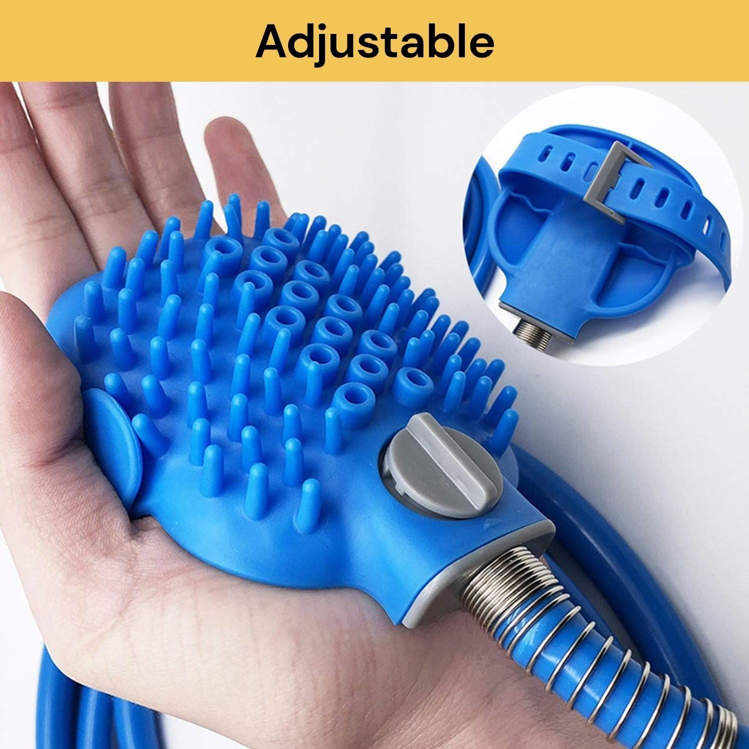 EZONEDEAL Dog Bath Brush Pro - Sprayer and Scrubber Tool in One - Indoor/Outdoor Dog Bath Supplies - Pet Grooming for Dogs with Long and Short Hair - Dog Washing Brush Hose and Dog Shower Attachment image number 6