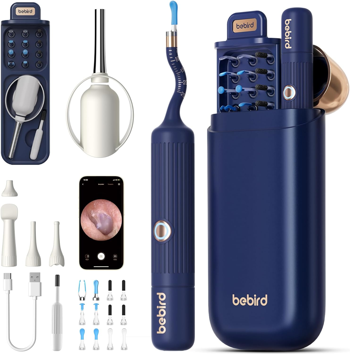 Removal Tool Camera, Wireless Smart Visual Ear Cleaning Kit with 13-Piece Tips, HD Camera Ear Otoscope with Tweezers, Earsight plus B31R Earwax Cleaner for Wet and Dry Ear image number 5