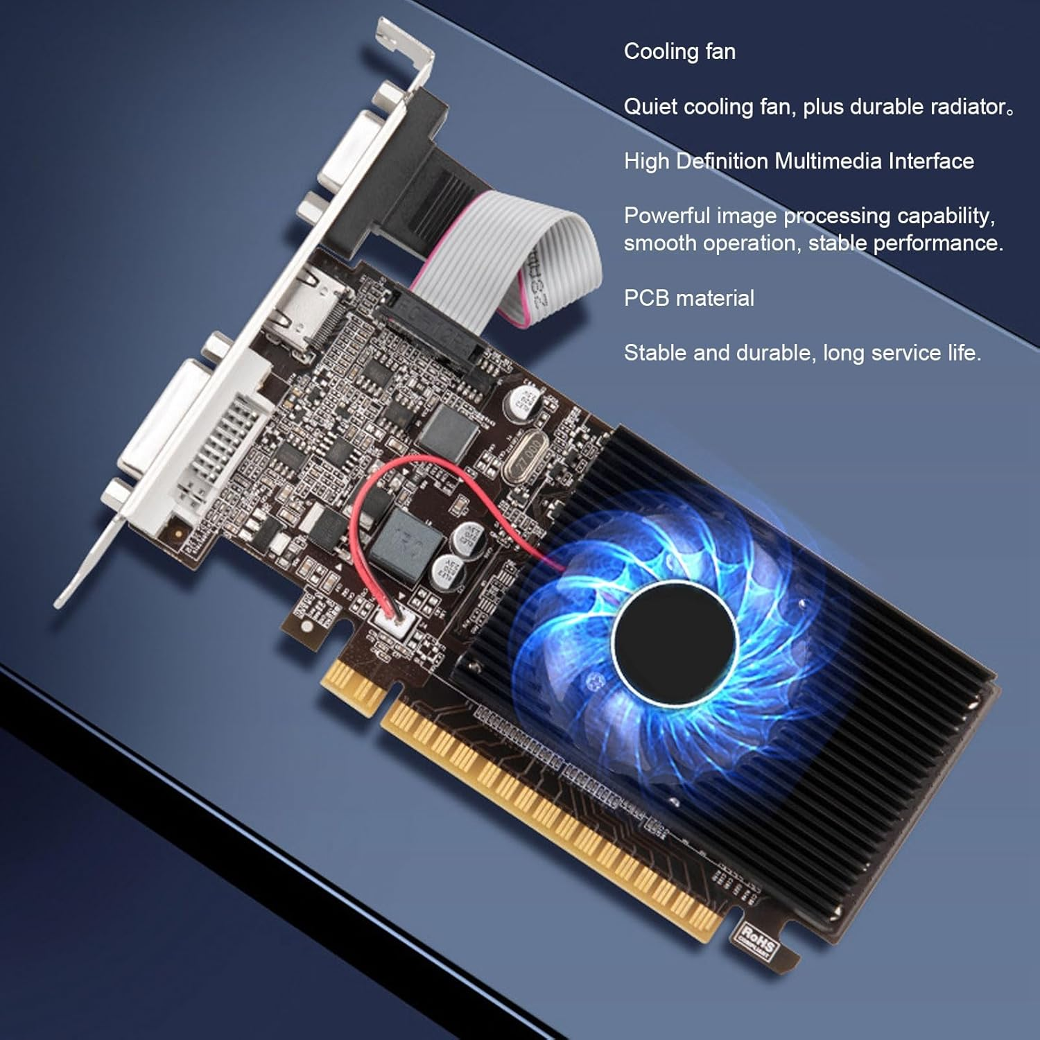 GT610 Graphics Card, 2GB DDR3 64Bit Computer Graphics Card, DVI, VGA, HDMI PCI Express 1.1 X 16 GF119, 40Nm Independent Graphics Card for Computer Desktop, Easy to Install image number 6