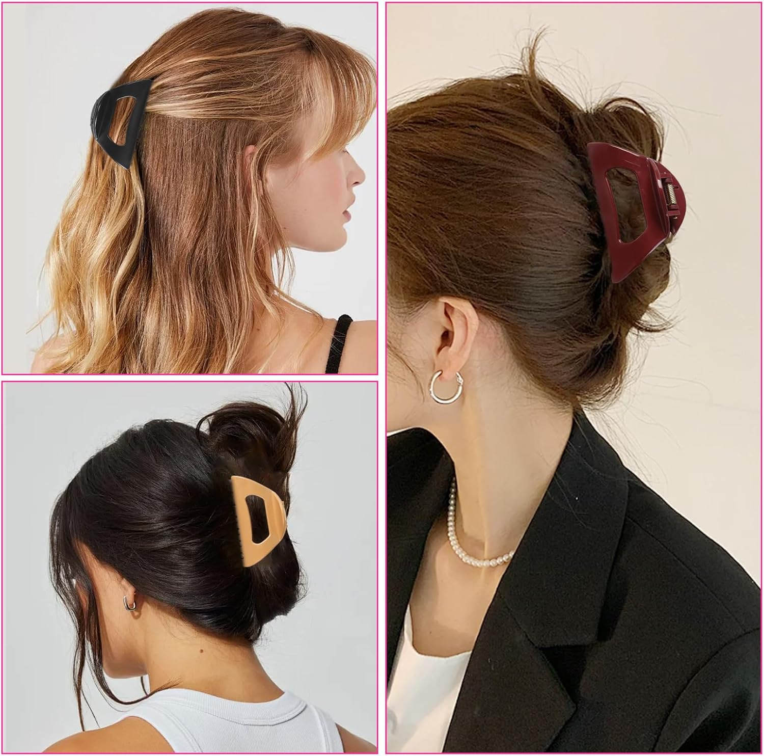 Pack of 4 Soft Claw Clips, Triangle Claw Clips, Hair Clips, Cloud Clip, Women, Non-Slip Soft Hair Clip, Silicone Foamy Clips, Ponytail Hair Clip for Thick or Fine Hair, Parties, Casual, Daily image number 3