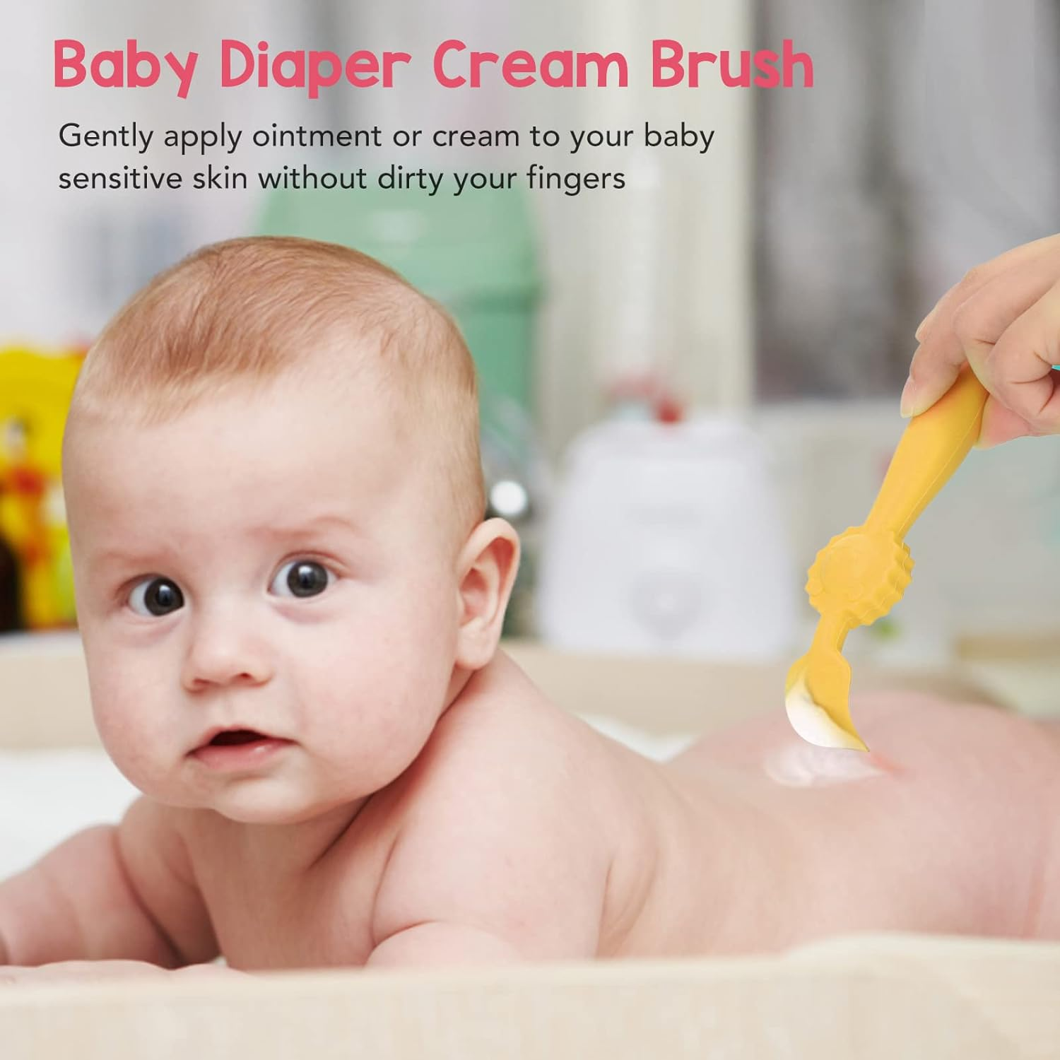Diaper Cream Spatula, Mini for Butt Paste Diaper Cream, Soft Silicone Baby Butt Cream Diaper Cream Applicator, Rash Cream Butt Paste Spatula Baby Necessities (Yellow) image number 5