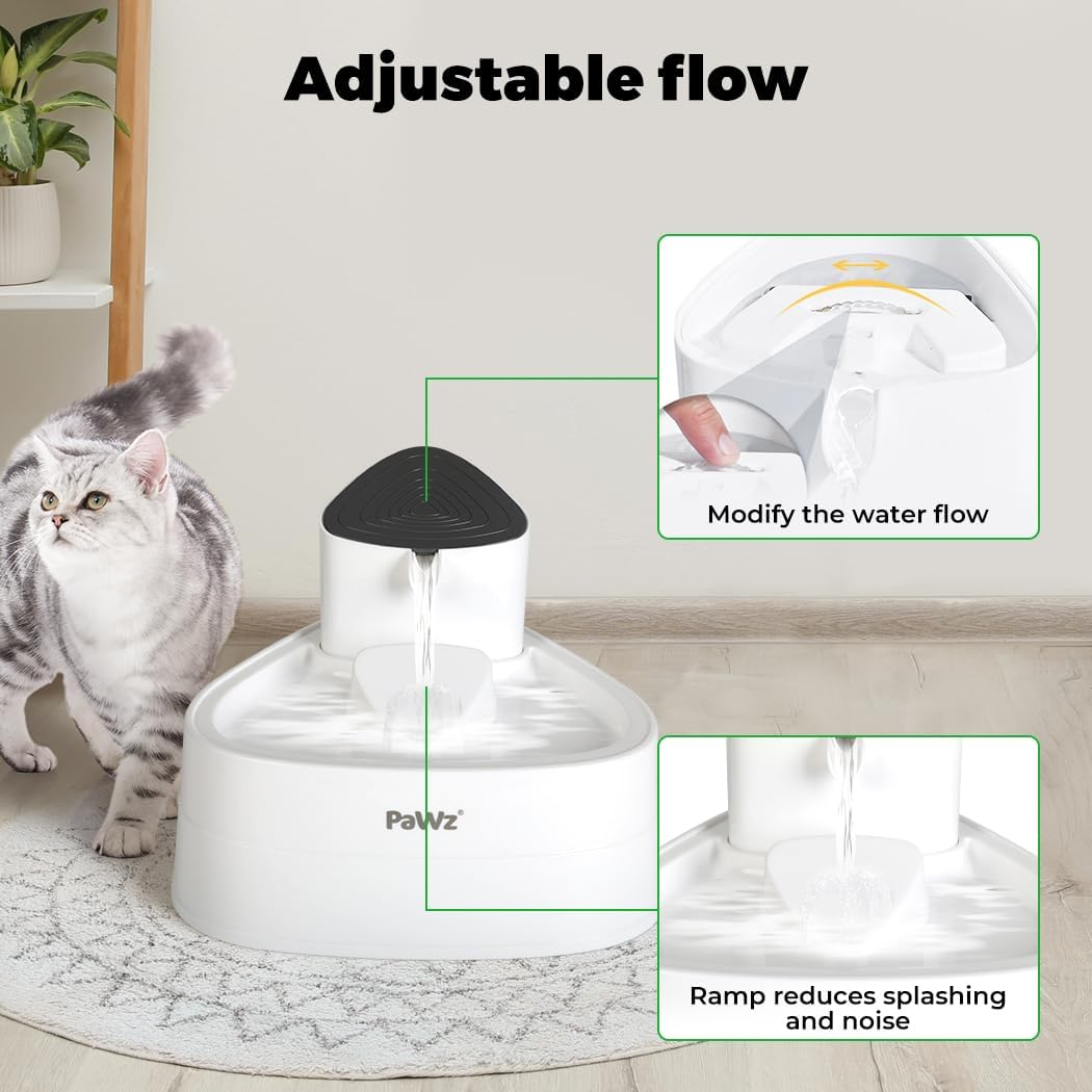 Pawz Electric Smart Pet Water Fountain Drinking Dispenser Flowing Cycling Filter 3L for Cats & Dogs, Four-Stage Water Filtration, Easy Clean Design, Filter Included image number 1