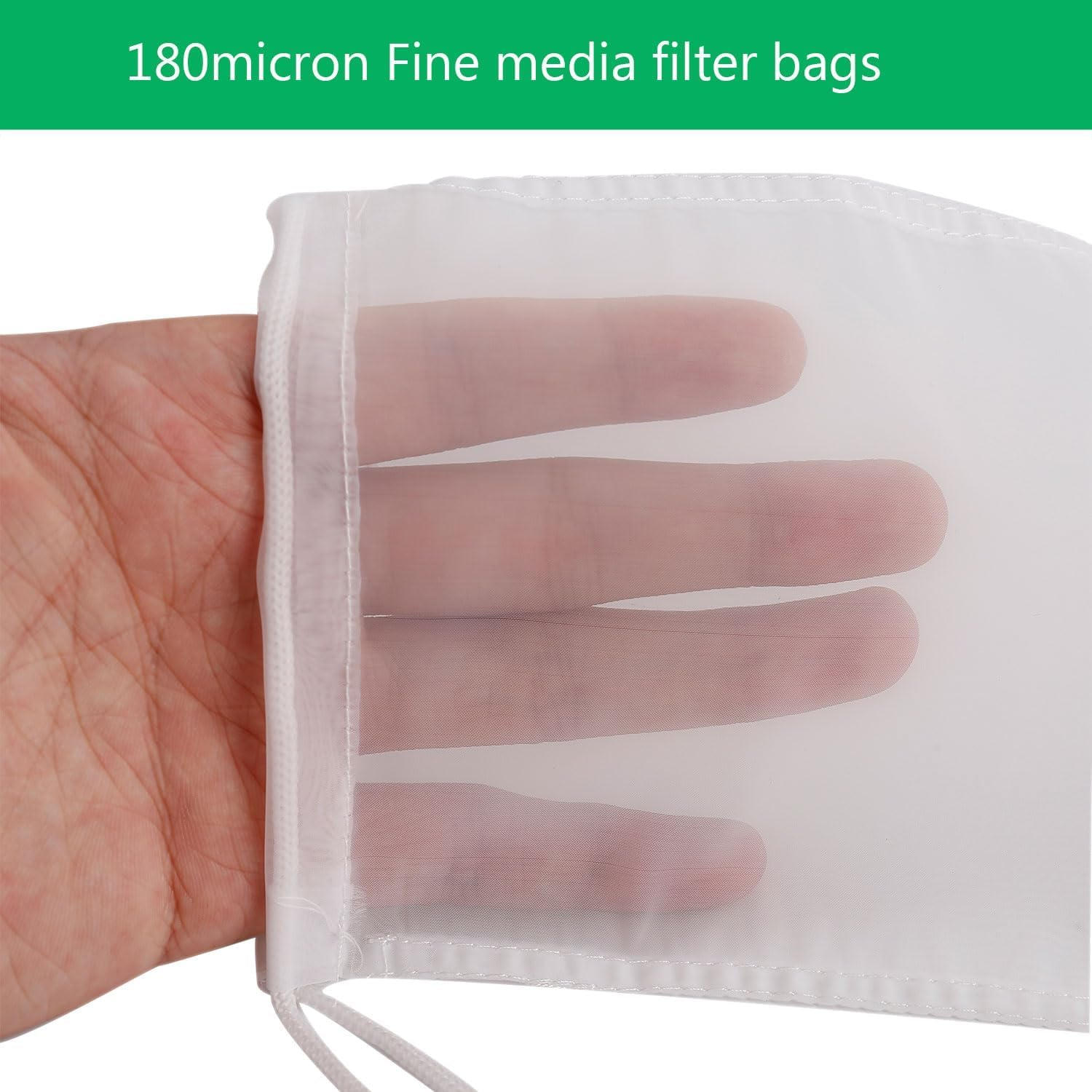 180 Micron Extra Fine Filter Media Bag, 6-Pack Reusable Nylon Drawstring Bags for Aquarium Canister Filter 、 Fish Tank(3.5"X8.2")-Weidllys image number 5
