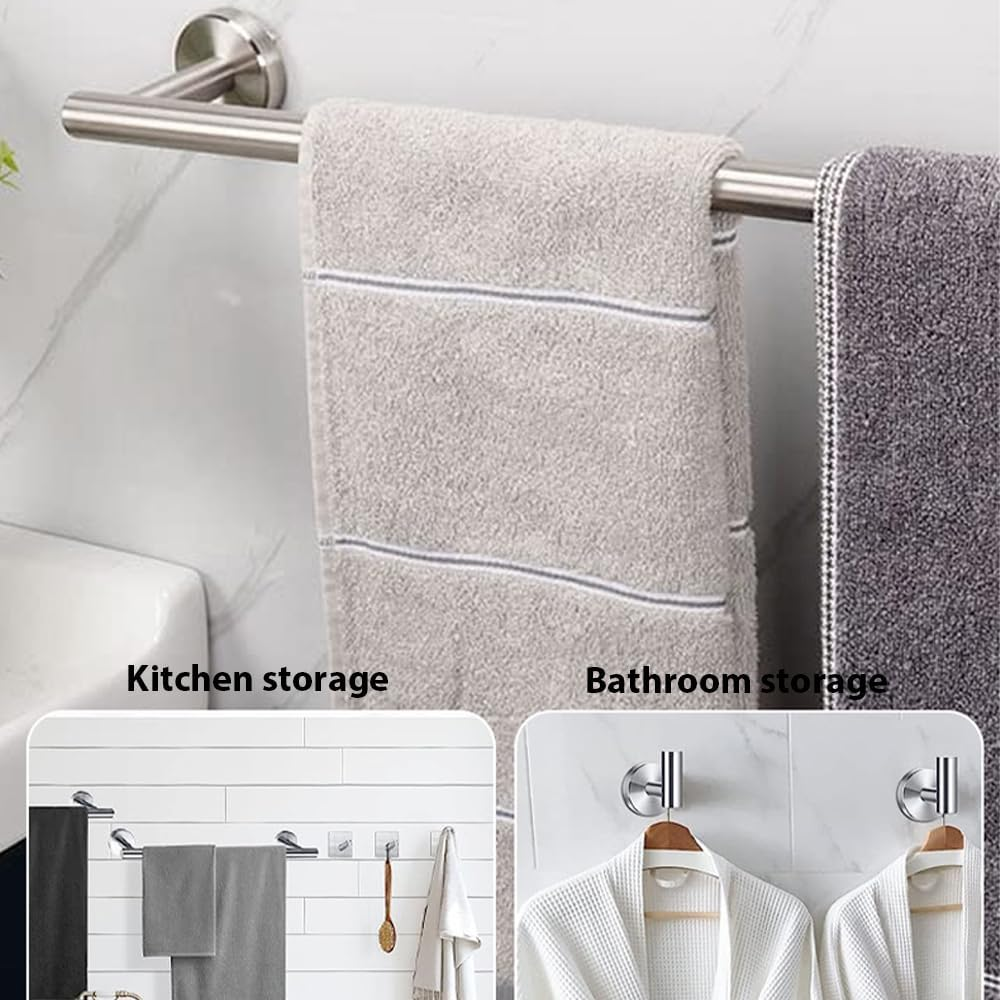HHWRT Bathroom Hardware Accessories Set, Wall Mounted Bathroom Accessories Set, Towel Bars for Bathroom, Bath Towel Bar Set, Towel Holder Set, 10-Piece Stainless Steel Bathroom Hardware Set image number 1