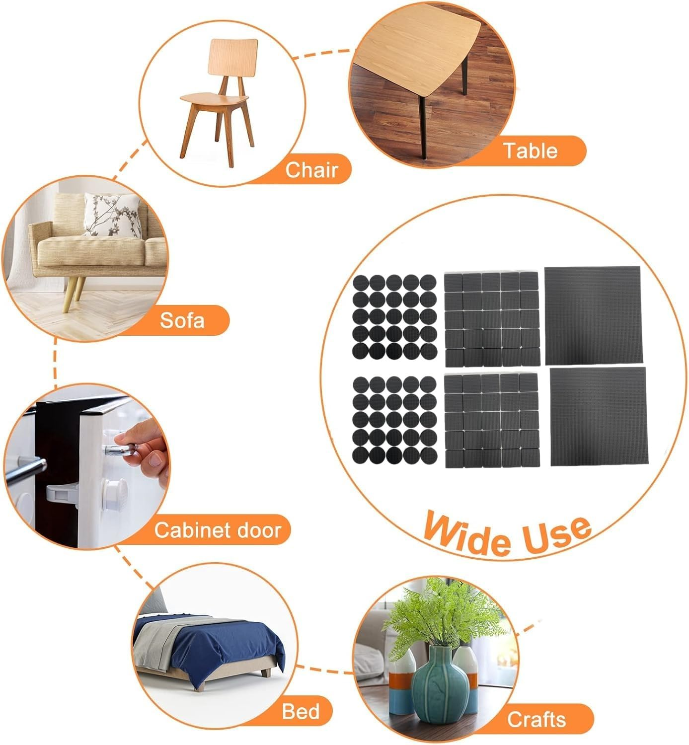 FLAFARY Non-Slip Furniture Pads Floor Protectors, Rubber Stickers Self-Adhesive Furniture Felt Pads for Chair, Table, Couch, Bed(102 PCS) image number 1