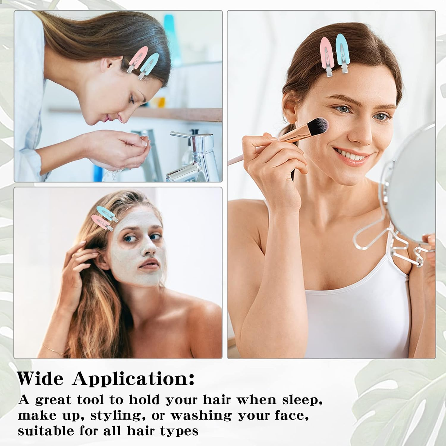 Abeillo 8 Pcs Makeup Hair Clips for Makeup, No Bend Hair Clips No Crease Hair Clips Seamless Hair Barrettes Clamps, Flat Hair Clip for Girls Woman Makeup Bangs Hair Styling (Pink, Blue) image number 6