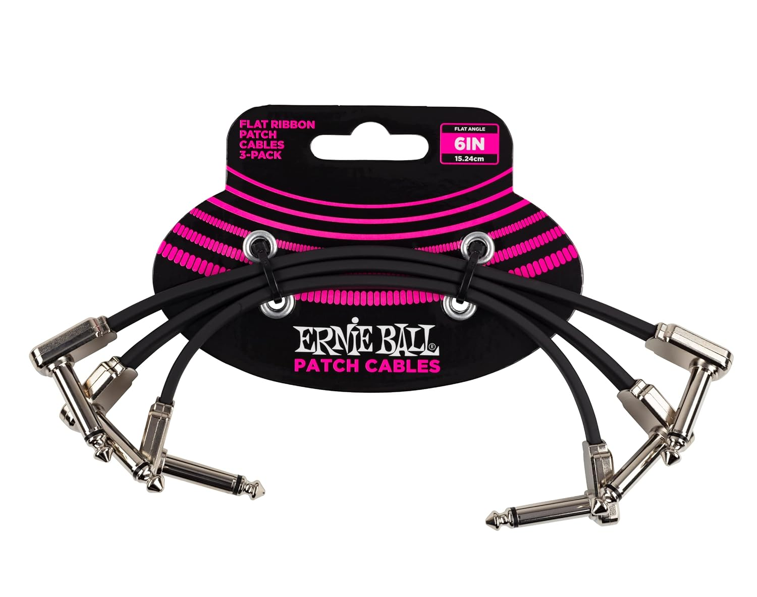 Ernie Ball 6&rdquo; Flat Ribbon Patch Cable 3-Pack - Black