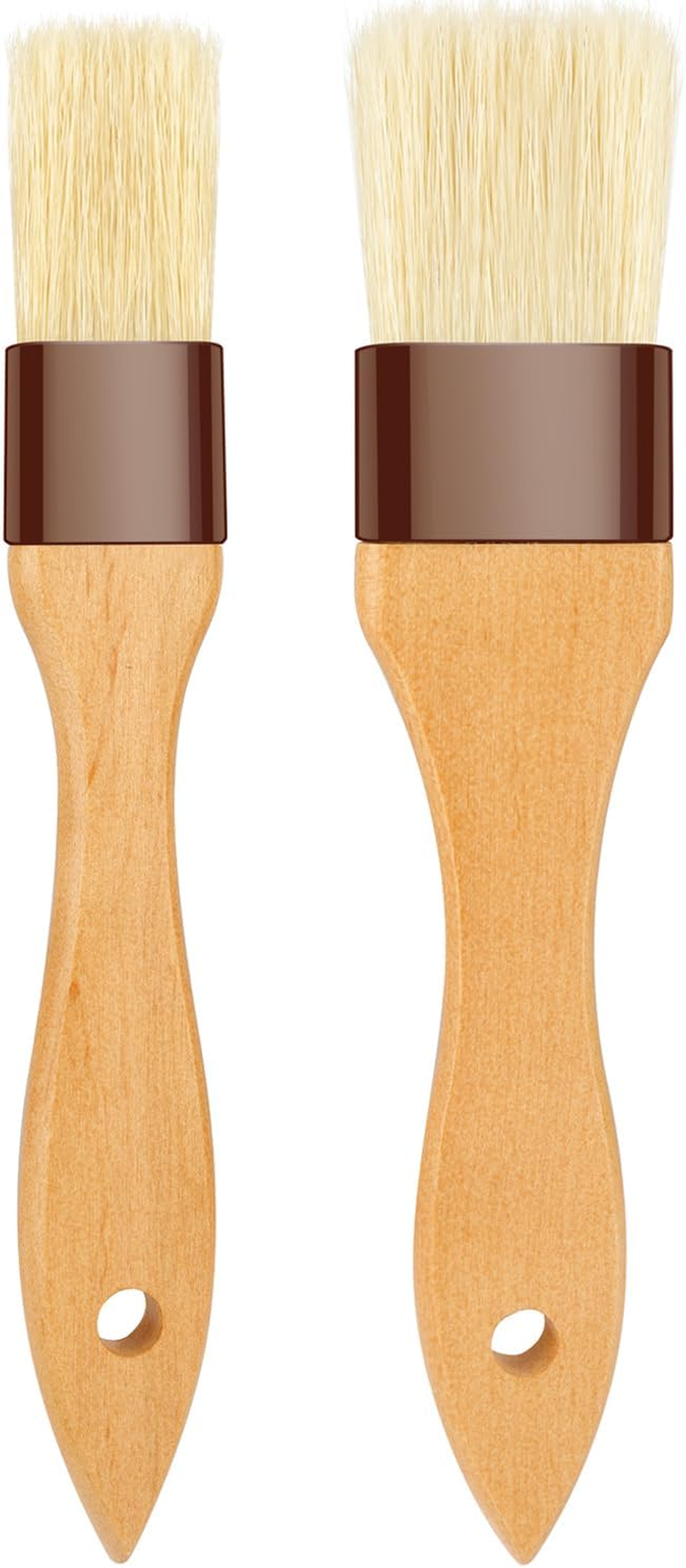 Pastry Brush-Basting Brush for Cooking,2 Pc Boar Bristles Food Brush for Bbq,Beech Wooden Handle Butter Brush for Baking/Spreading Marinade/Sauce/Oil/Egg/Kitchen Brushes for Cooking(1 &1 1/2 Inch) image number 4