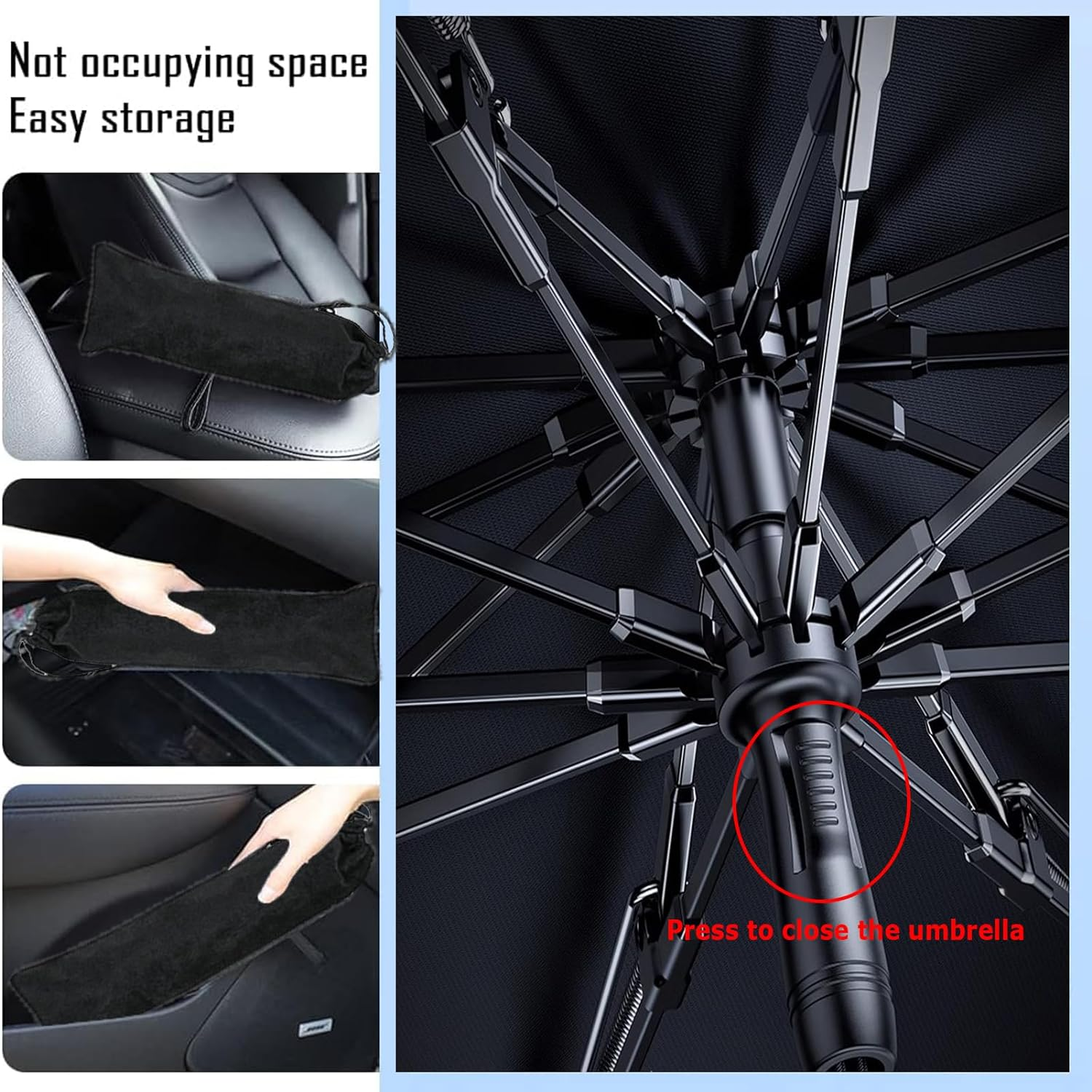 Car Windshield Sun Shade Umbrella,Pull Ring Car Sun Shade Front Window Cover,Upgrade Foldable Sunshade Umbrella with Opening Design for UV Ray Block for Most Vehicles 59 X 32Inch Large Size