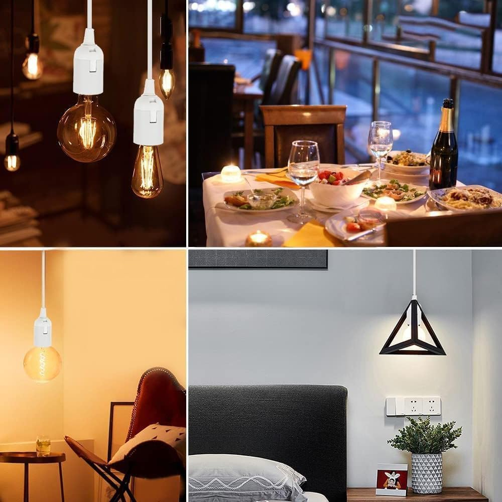 Kjzeex Pack of 10 E27 Replacement Bulb Socket, Renovation Socket, Lamp Holder, 4 A, 250 V, Construction Socket with Cable for Lamp Repair and Household Installation