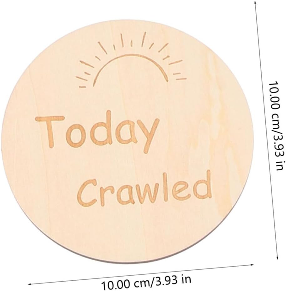 13Pcs Double Sided Wooden Growth Milestone Cards for Birth Month Commemorative Discs for Newborn Photography Props and Keepsakes image number 2