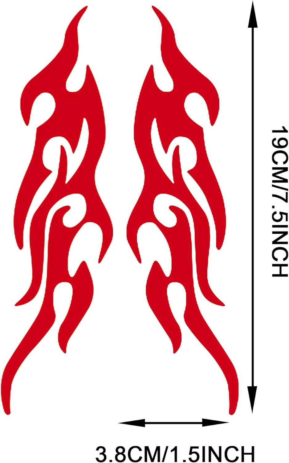 TOMALL 4 Pcs 19Cm Flame Reflective Sticker for Car Flame Racing Sports Stripe Decal for Golf Cart Vinyl Waterproof Decal Decoration for Car Body Side Truck SUV Off-Road Vehicles Skateboard (Red) - Gradient image number 6