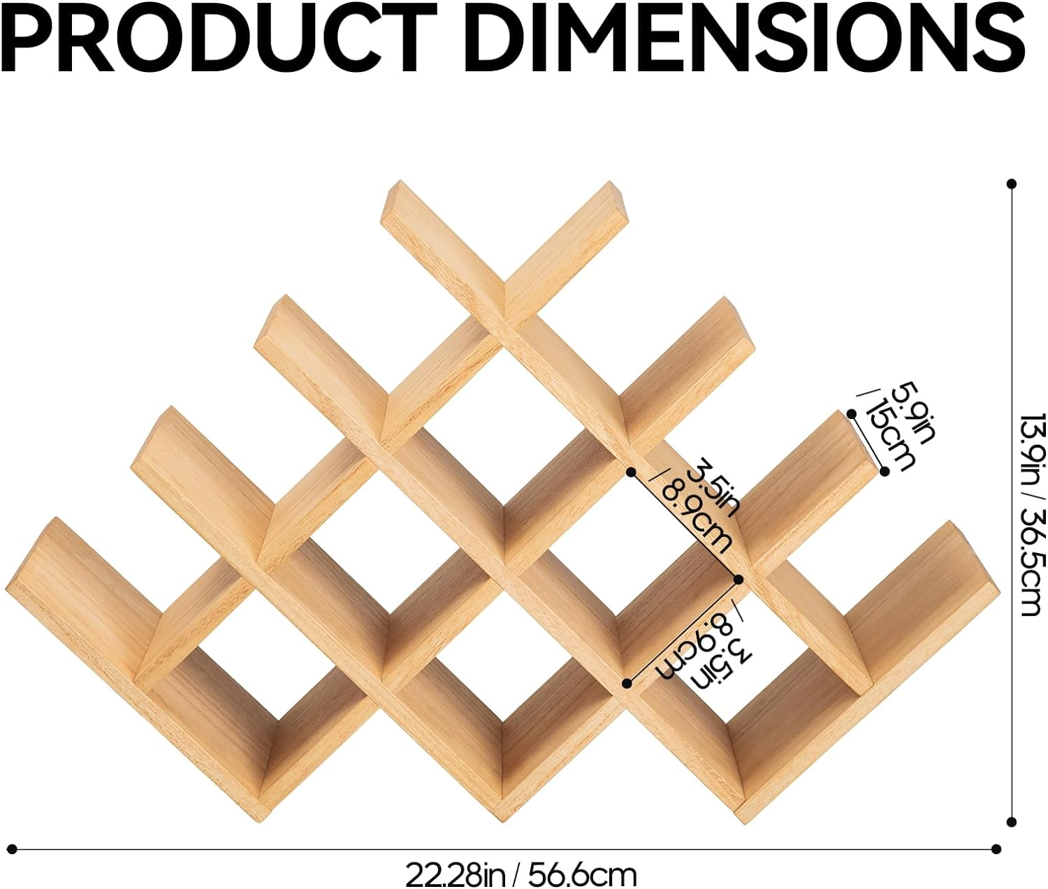 KIRIGEN Wooden 13-Bottle Wine Rack - Nature Wood 4-Tier Wine Display Rack/Free Standing and Countertop Storage Shelf - Bottle Holder/Cabinet Glass XHJJ4-NA image number 5