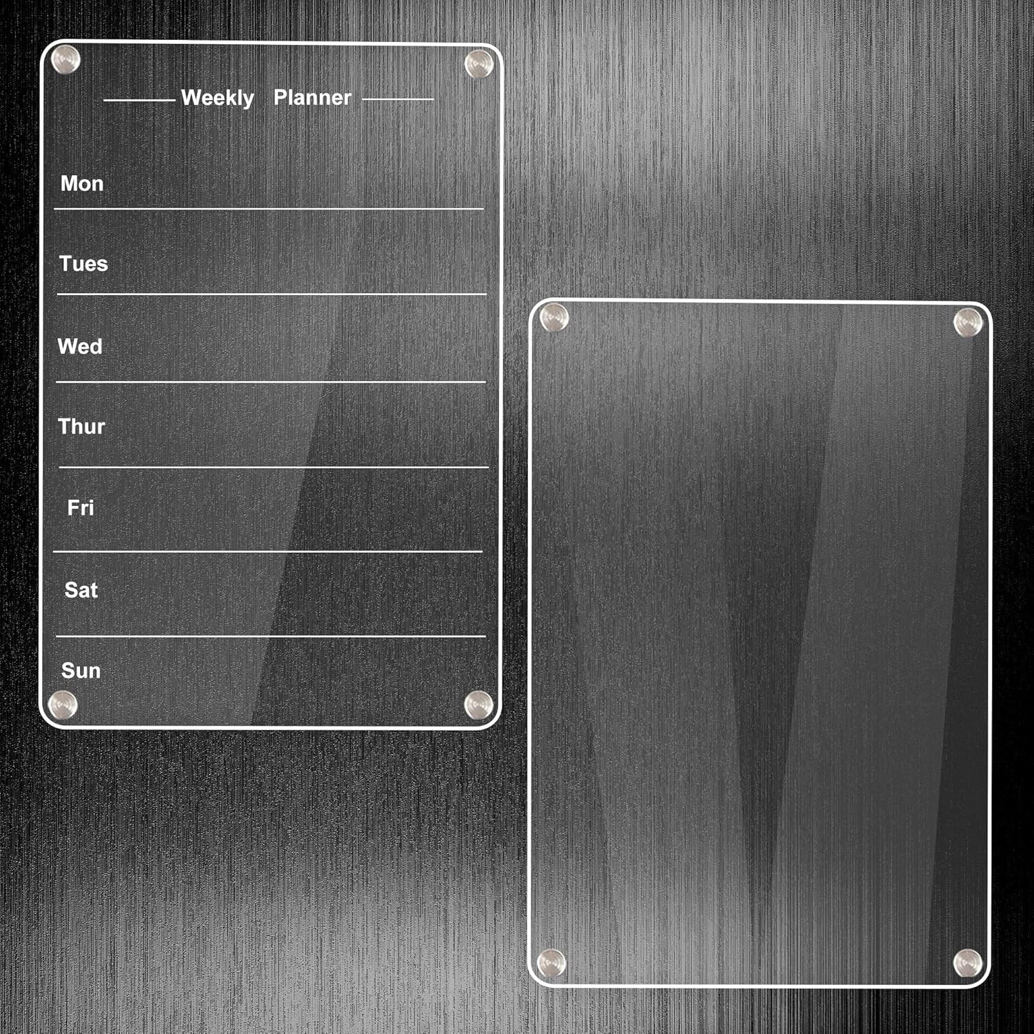 2-Pack Magnetic Fridge Calendar 30X24Cm, Acrylic Calendar Weekly Planner Set with 6 Wet Erase Markers,Magnetic Storage Pouch,And Eraser,Fridge Planner for Home, Office,And Kitchen