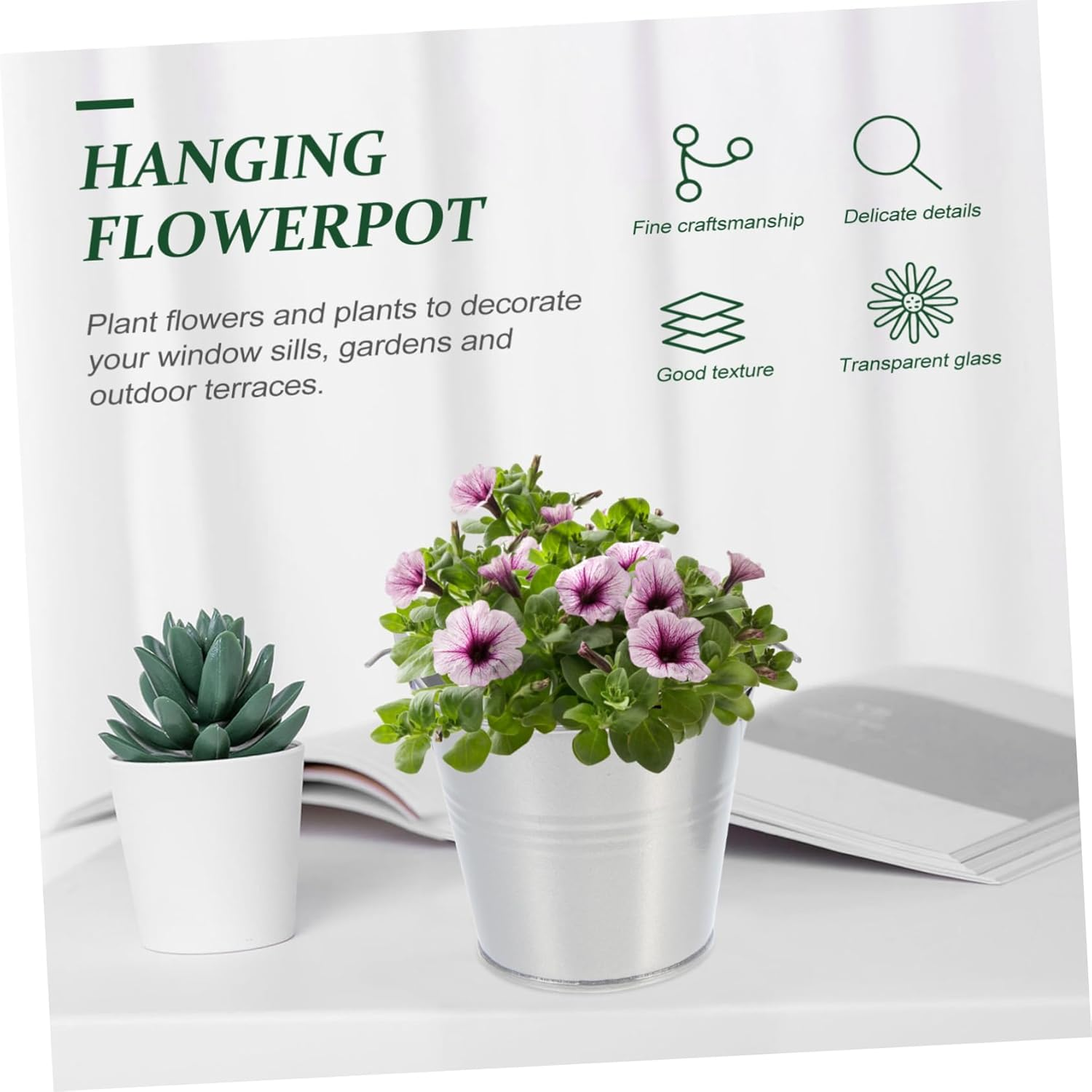 MERRYHAPY 6Pcs Iron Bucket Planting Pot Pot for Flowers Iron Flower Garden Supplies image number 1