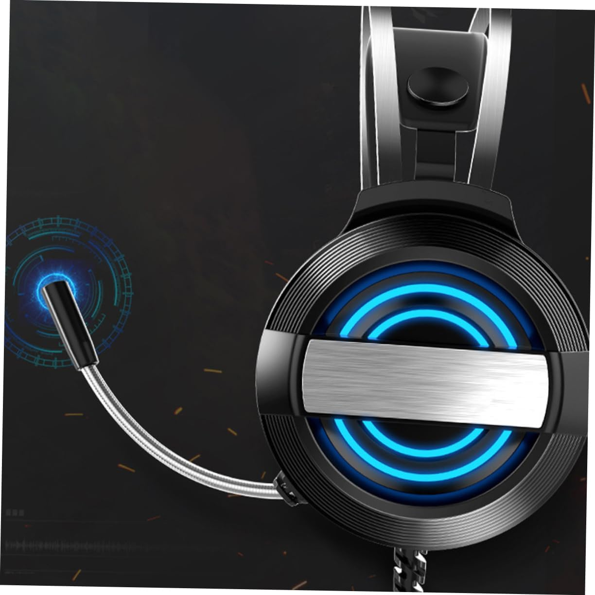 LIGIGWASH Wired Gaming Headset Microphone for Pc Stereo Computer Headphones Over-Ear Home Headset Black Standard Version for Gamers image number 5