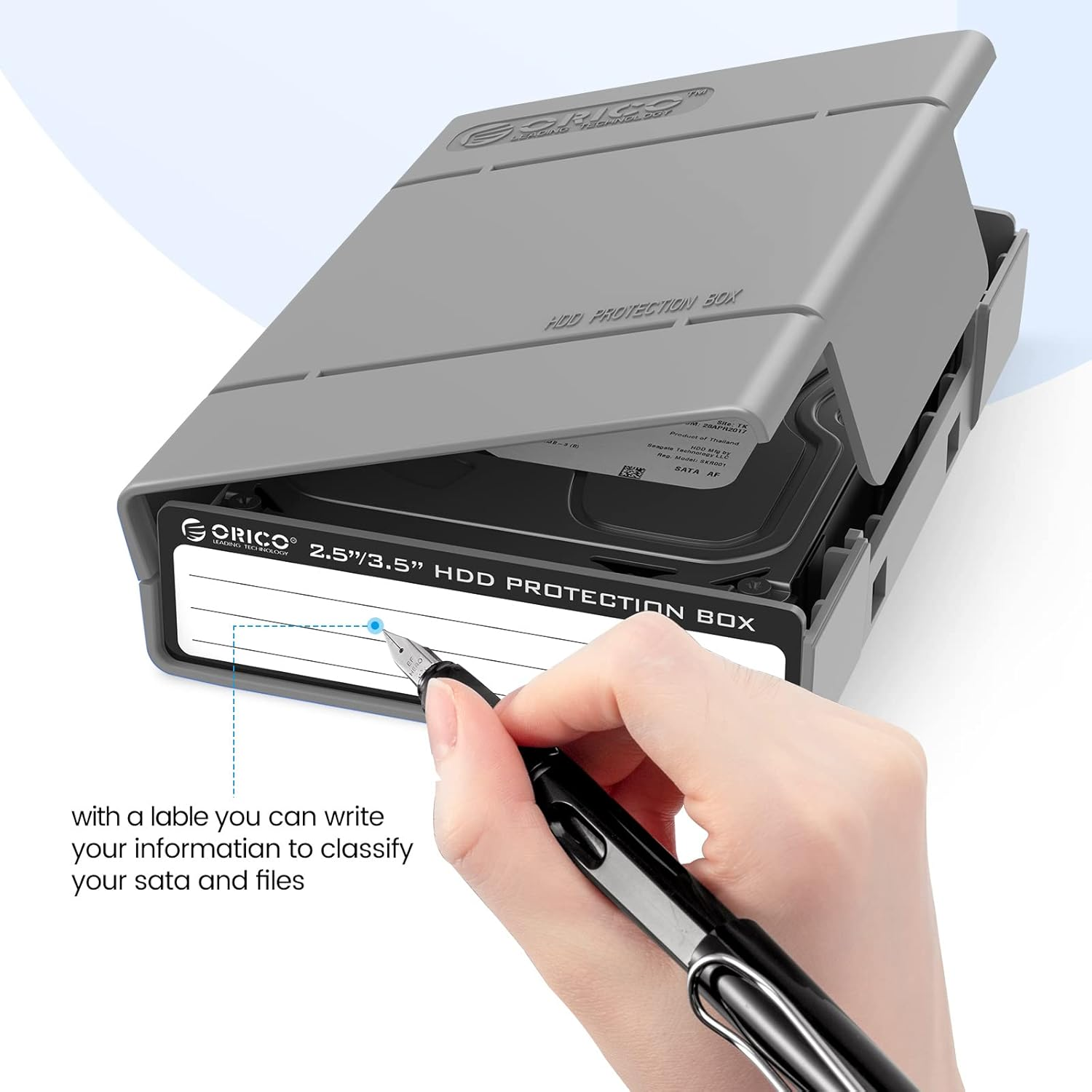 ORICO 5-Pack Hard Drive Carrying Case Protective Box for 3.5/2.5 Inch SSD HDD Portable with Anti-Static,Shockproof and Dust Proof Travel Storage Bag-Php25-5S image number 3