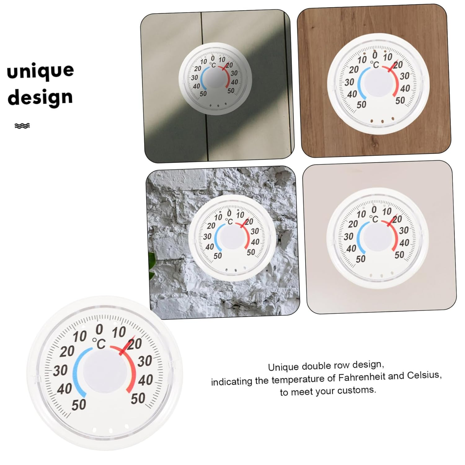 STAHAD 3Pcs Indoor Wooden Thermometers with Dual Fahrenheit Celsius Display Hanging Temperature Gauges for Home School Shop Use Silver