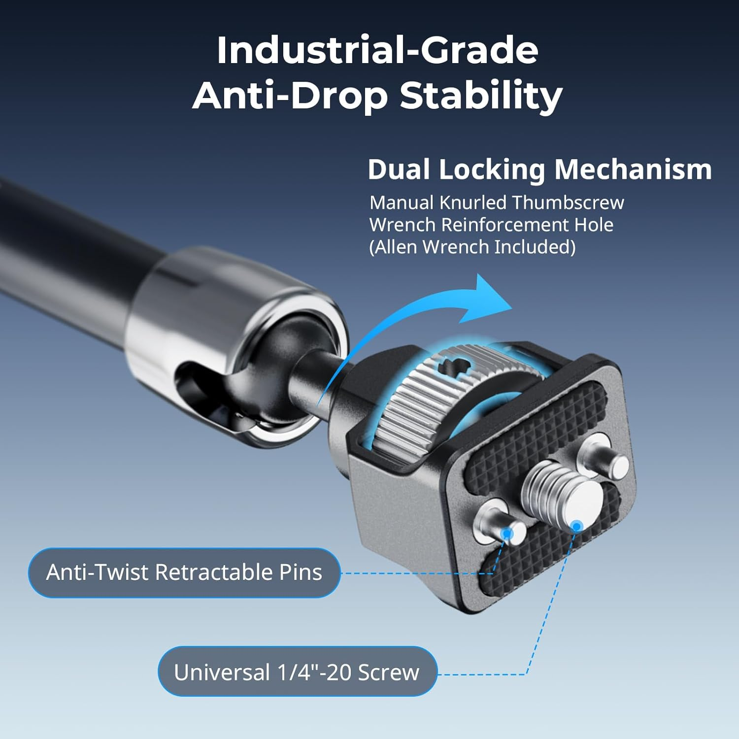 SMALLRIG 11 Inch Magic Arm with Crab-Shaped Clamp, Arm with 1/4"-20 Screw and Retractable Pins, for Action Cameras, Monitors, Video Lights, and Microphones - 5311 image number 5