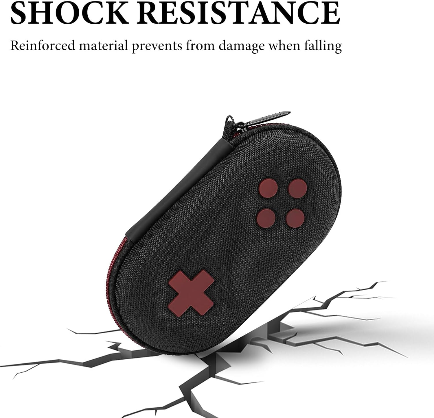 Geekria Carrying Case Compatible with 8Bitdo NEOGEO, M30, SN30 Pro Wireless Bluetooth Controller, Hard Shell Travel Case, Durable Storage Bag (Black and Red) - Black image number 3