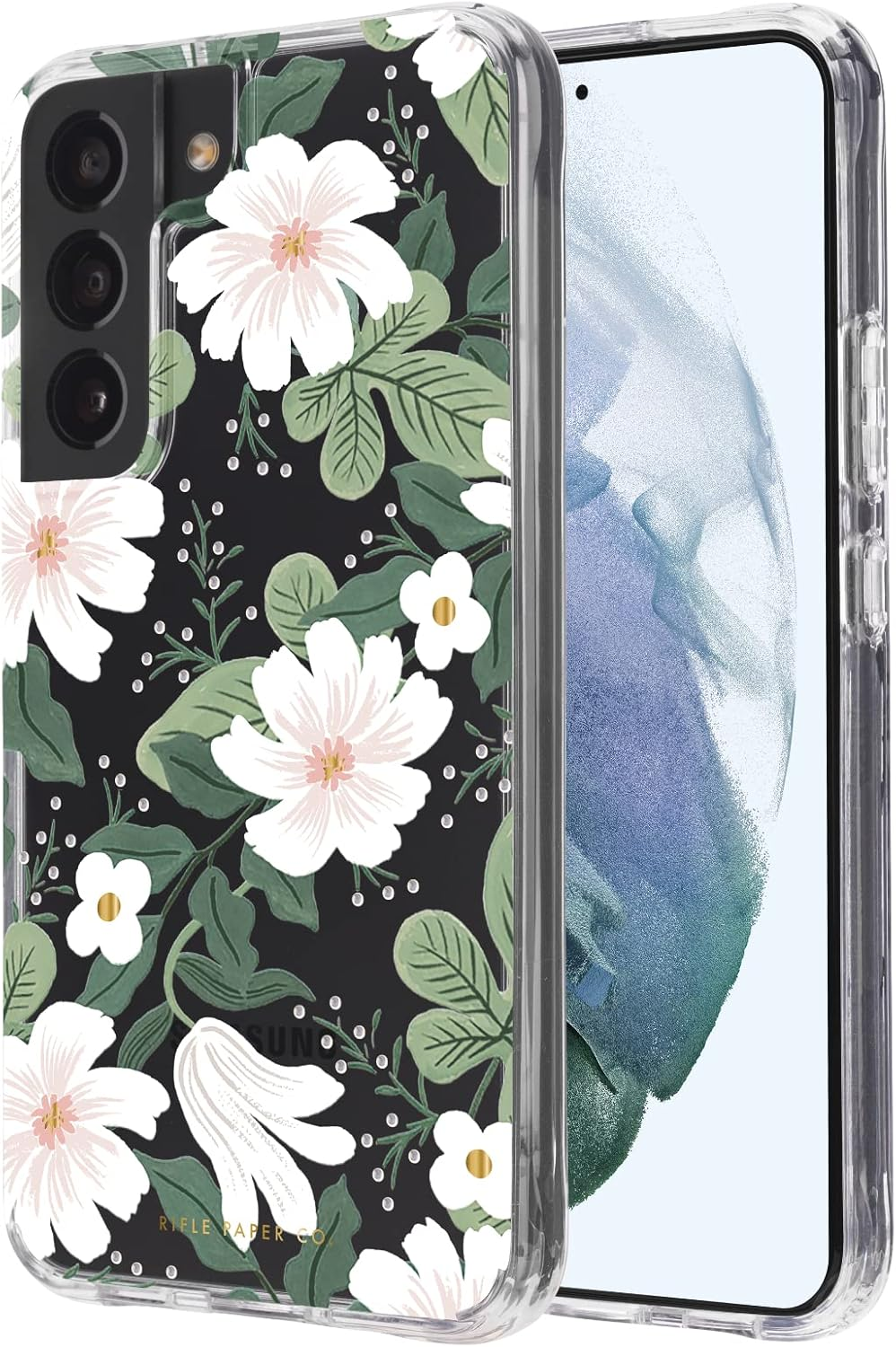 Rifle Paper Co - Case for Samsung Galaxy S22-10Ft Drop Protection - Gold Foil Accents - 6.1 Inch - Willow