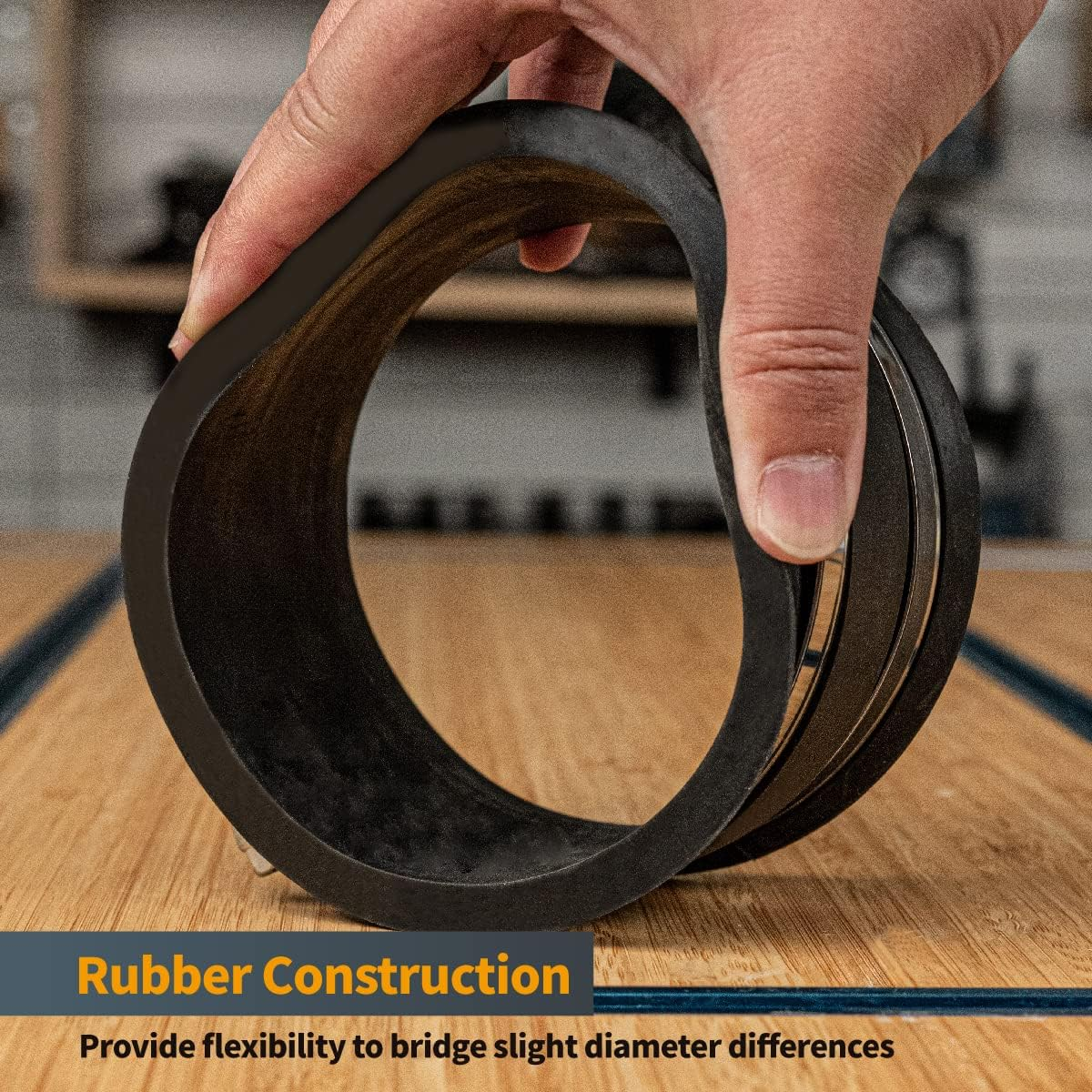 POWERTEC 70149 4 Inch Dust Control Flex Cuff with Steel Hose Clamps, Hose Connector Rubber Cuff Coupler for Woodworking Dust Collection Fittings, Dust Collector Accessories & Machinery, 1 Pack image number 6