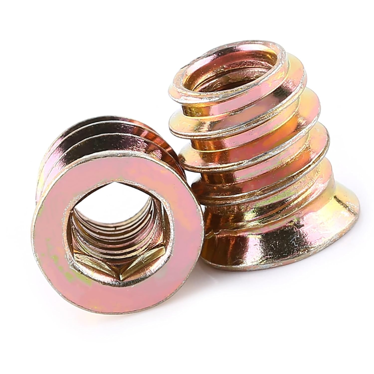 M6 Threaded Inserts 120Pcs Assorted Kit Zinc Alloy Wood Nut Insert Nuts Set Hex Drive Nut Threaded Insert for Wood Projects (M6*13Mm)