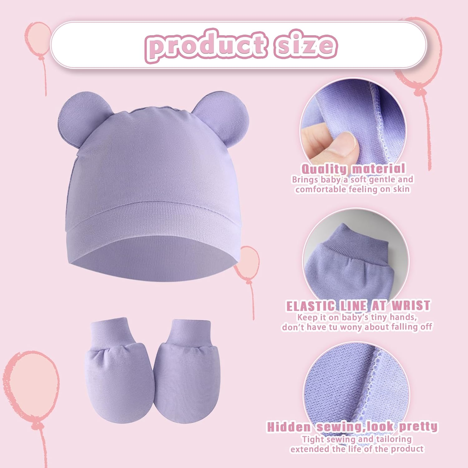 3-Set Soft Cotton Baby Beanie Hat Stretchable, Comfortable and Breathable Knit Cap for Newborn Boys, Seasons &ndash; Baby Gear, Baby Boy Hat image number 1