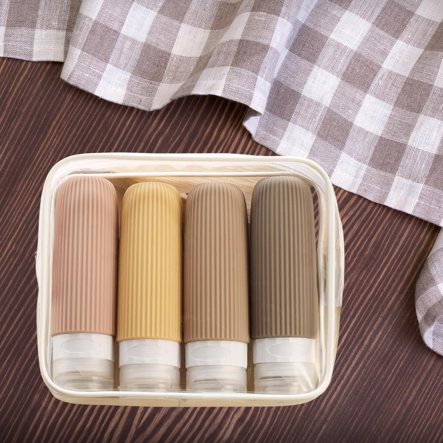 Fabulle Travel Bottles for Toiletries, 4 Pack, BPA Free Silicone, Leak Proof, with Clear Bag (Pack of 4) 3Oz, image number 3